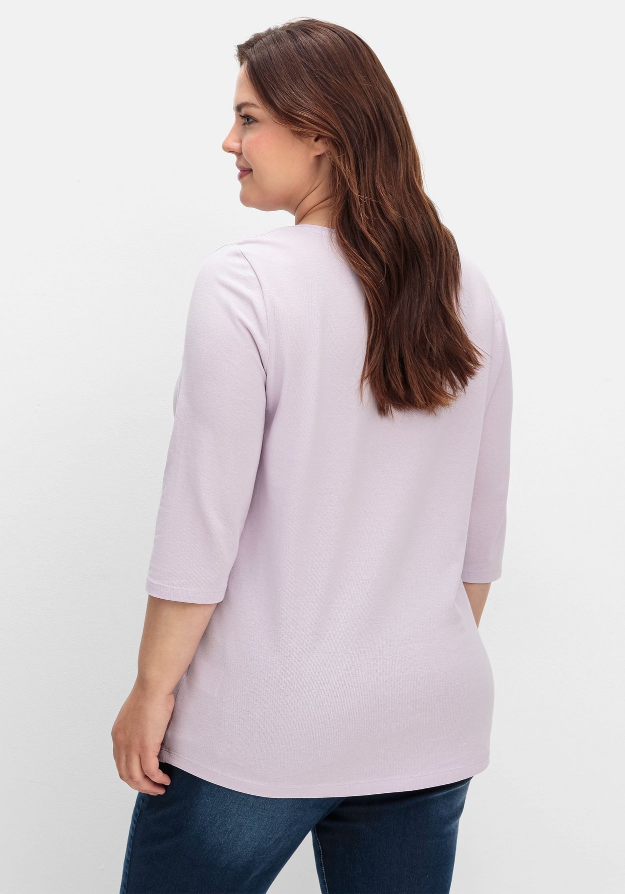 Sheego 3/4-Arm-Shirt »Shirt in Baumwoll-Piqué-Qualität«, in Baumwoll-Piqué-Qualität