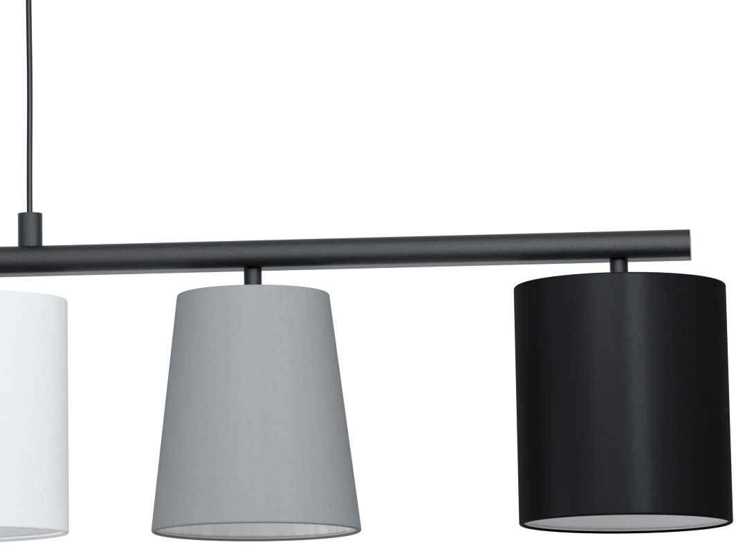EGLO Hängeleuchte »ALMEIDA 1«, 5 flammig, Leuchtmittel E14 | Leuchtmittel wechselbar-ohne Leuchtmittel, schwarz / L120 x H110 x B25,5cm / exkl. 5 x E14 / Stoff Lampenschirme