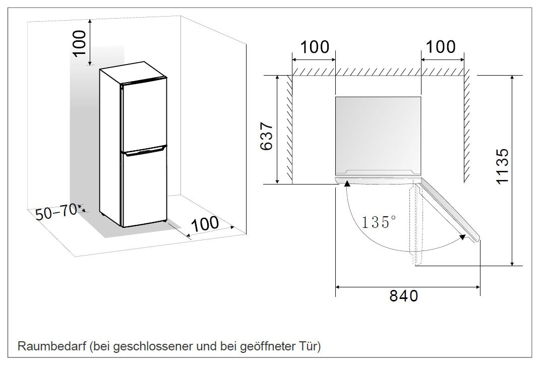 Hanseatic Kühl-/Gefrierkombination »HKGK14349C«, HKGK14349CW, 143 cm hoch, 49,5 cm breit, Obst & Gemüse-Fach