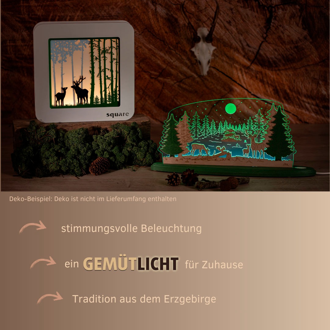 Weigla LED-Bild »Square - Standbild Wald, Weihnachtsdeko«, (1 St.), mit Timerfunktion