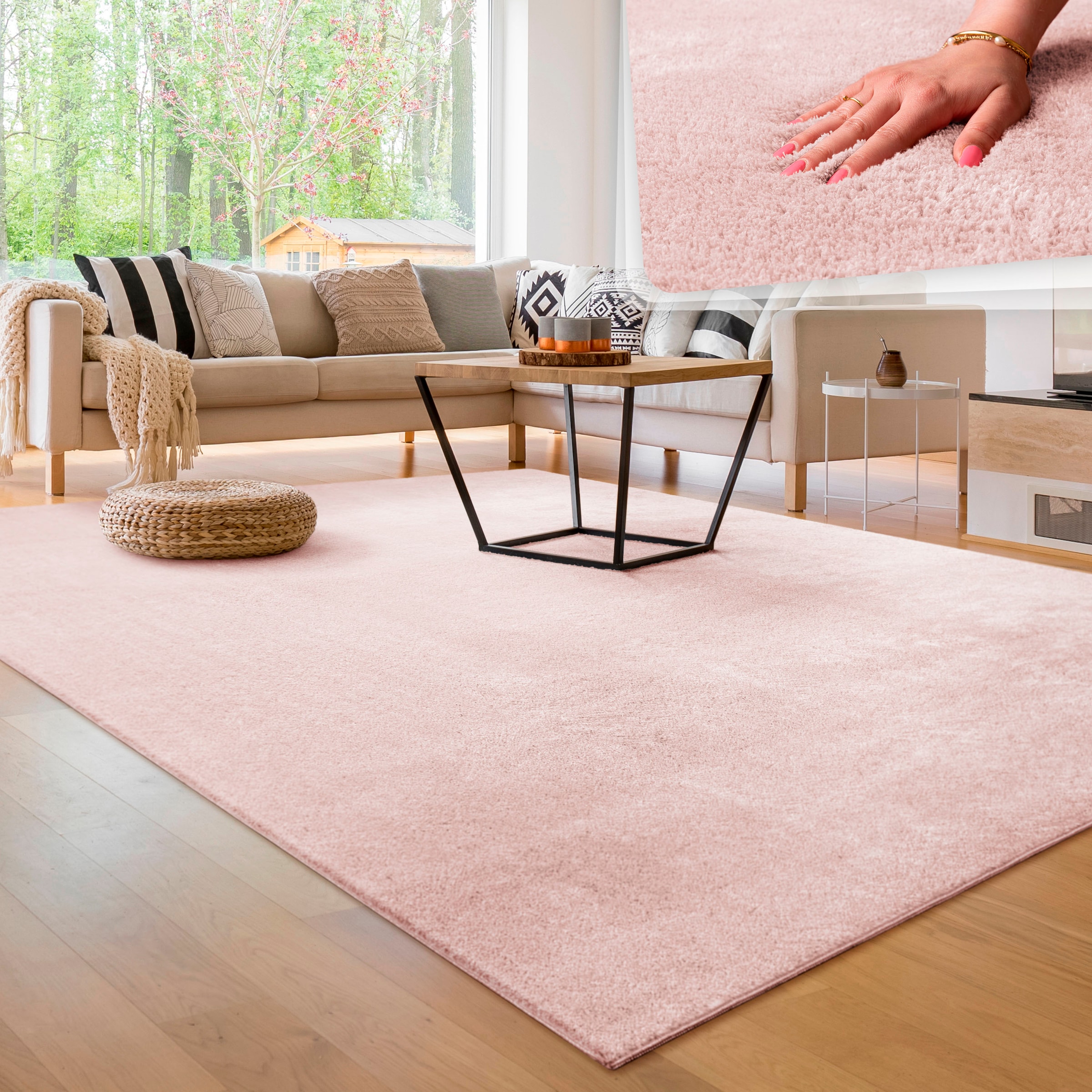 Paco Home Teppich »Cadiz als weich, im Online-Shop auch rechteckig, OTTO erhältlich 630«, Läufer waschbar, besonders Uni-Farben