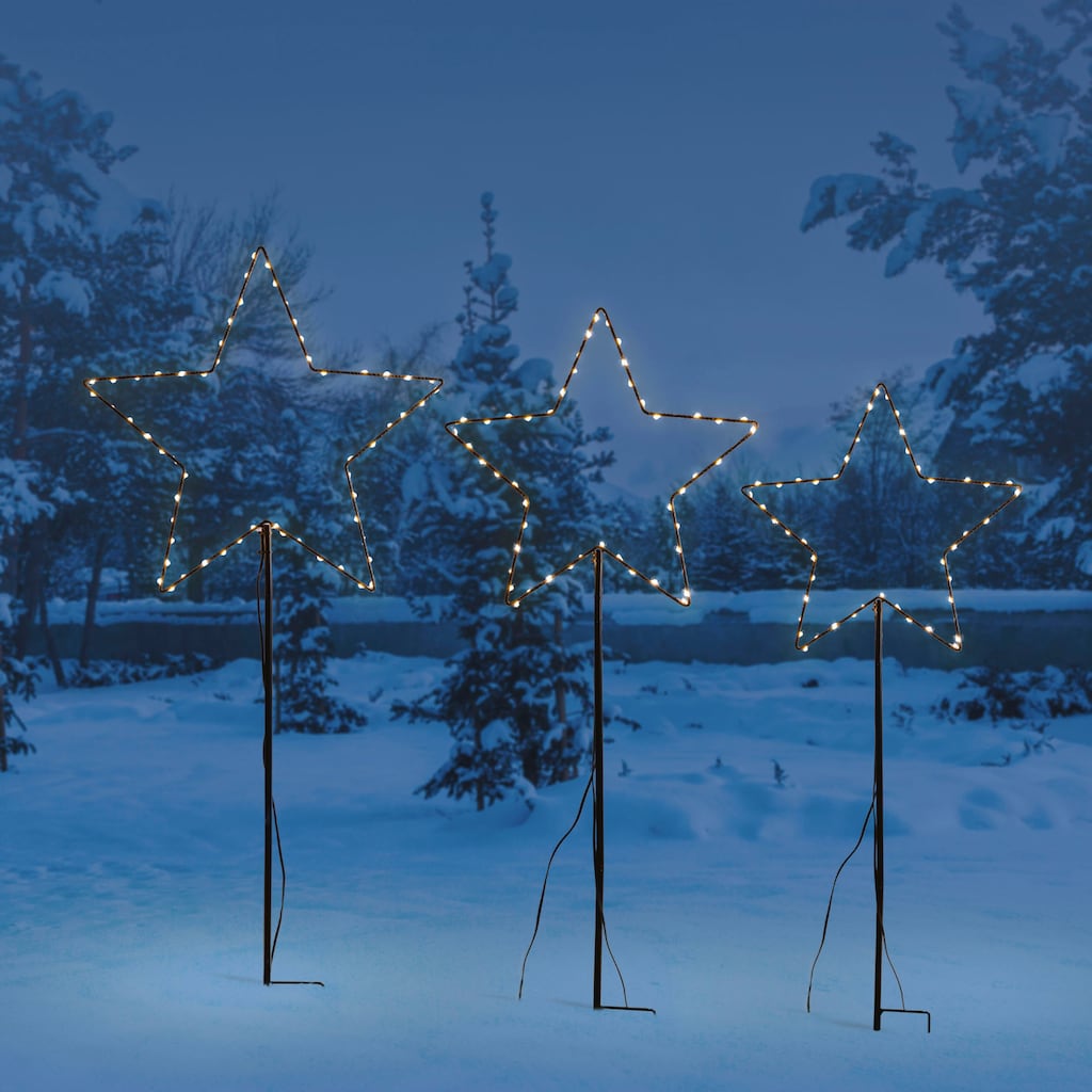 IC Winterworld LED Stern »Weihnachtsdeko, Metallstecker Stern, Höhe inkl. Erdspieß 74/80/83 cm«, 150 flammig-flammig