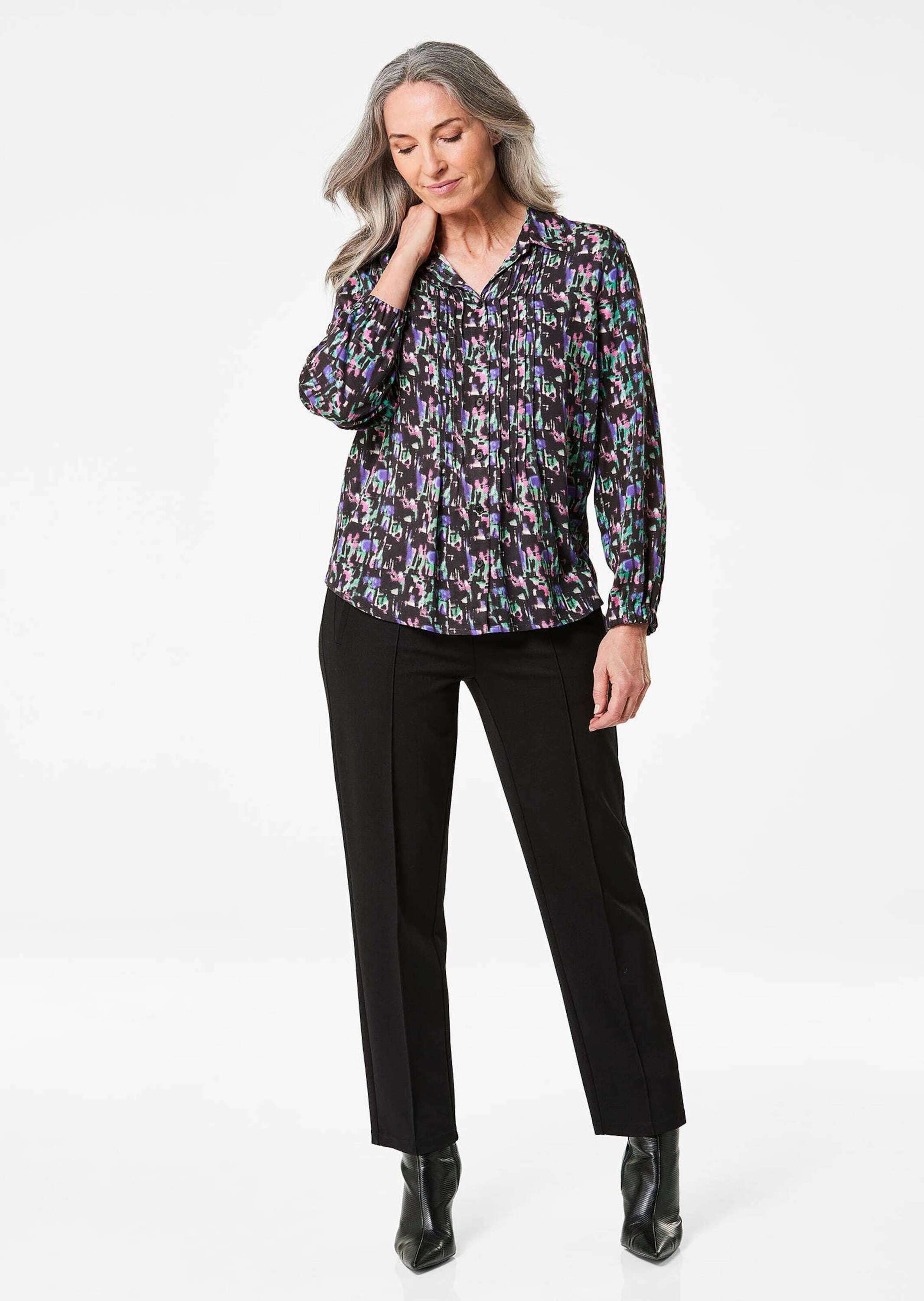 GOLDNER Hemdbluse »Kurzgröße Druckbluse« Minimalmuster