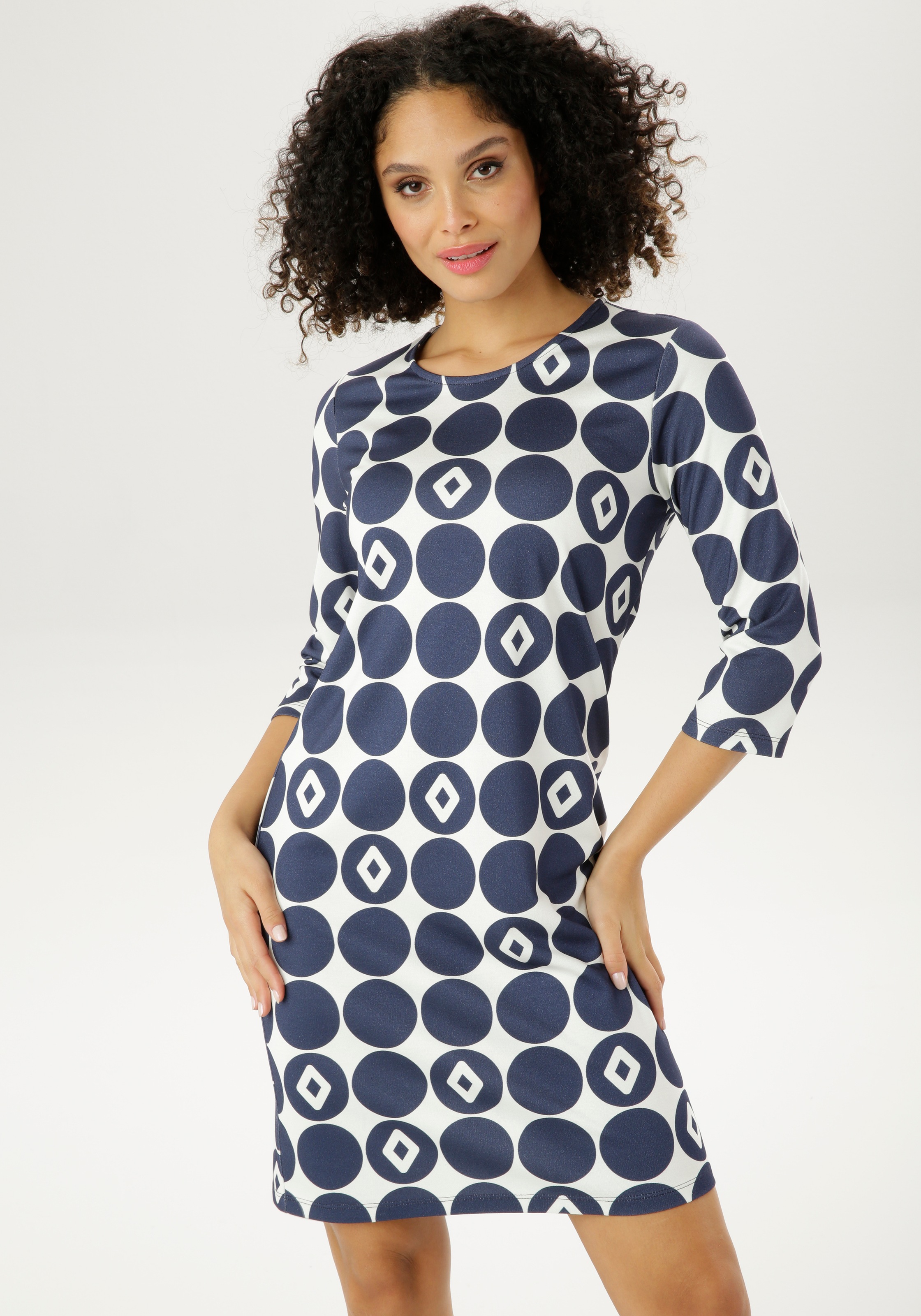 Aniston SELECTED Jerseykleid, mit großen Punkten und Rauten bedruckt - NEUE KOLLEKTION kaufen
