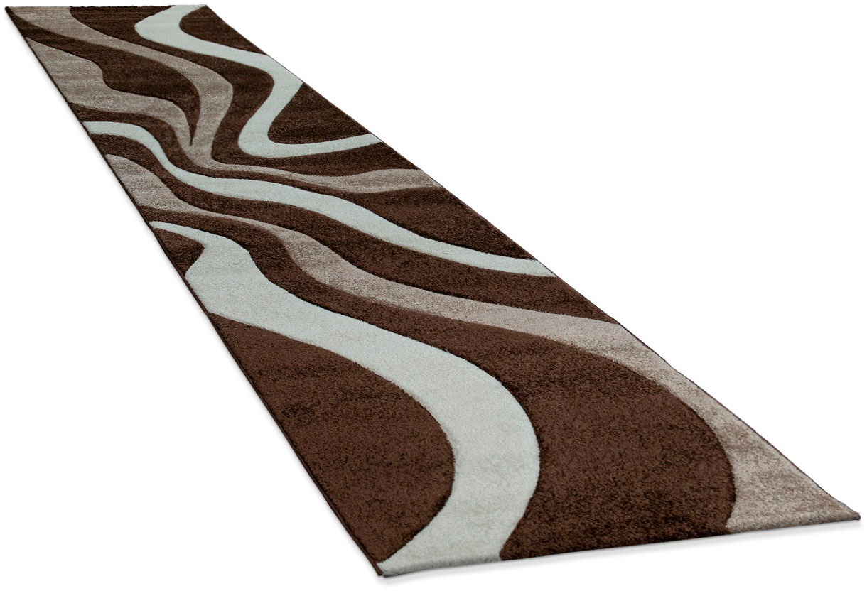 Paco Home Läufer »Diamond 760«, rechteckig, 18 mm Höhe, Teppich-Läufer, Kurzflor, gewebt, 3D-Design, mit Wellen Muster