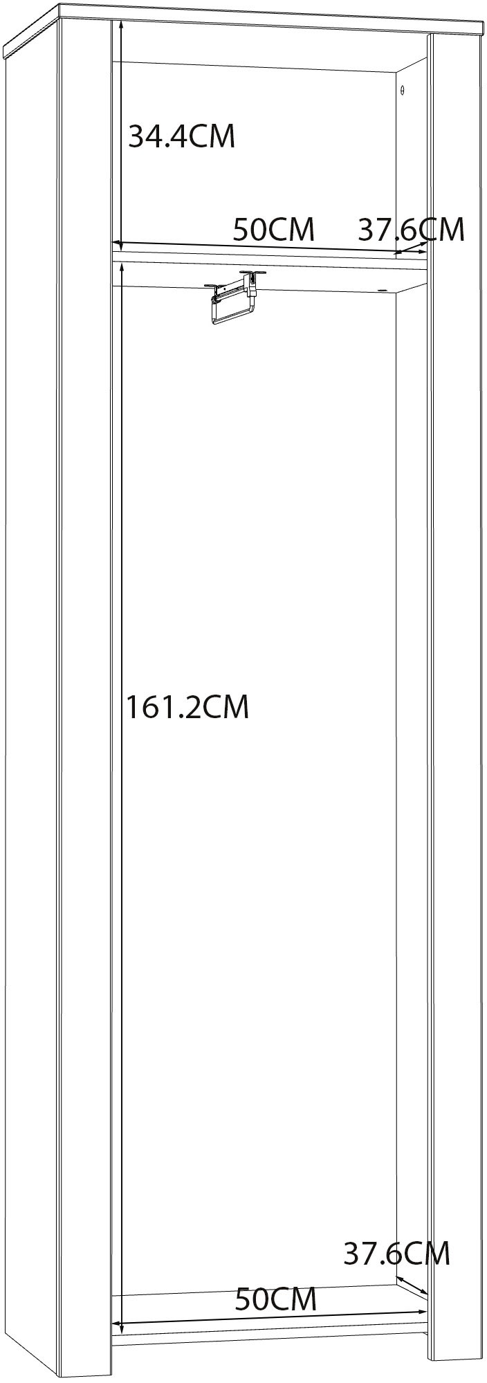 FORTE Garderobenschrank »Garderobenschrank, Höhe 205,4cm, Soft Close, ausziehbare Kleiderstange« B/H/T 66,7/205,4/42 cm