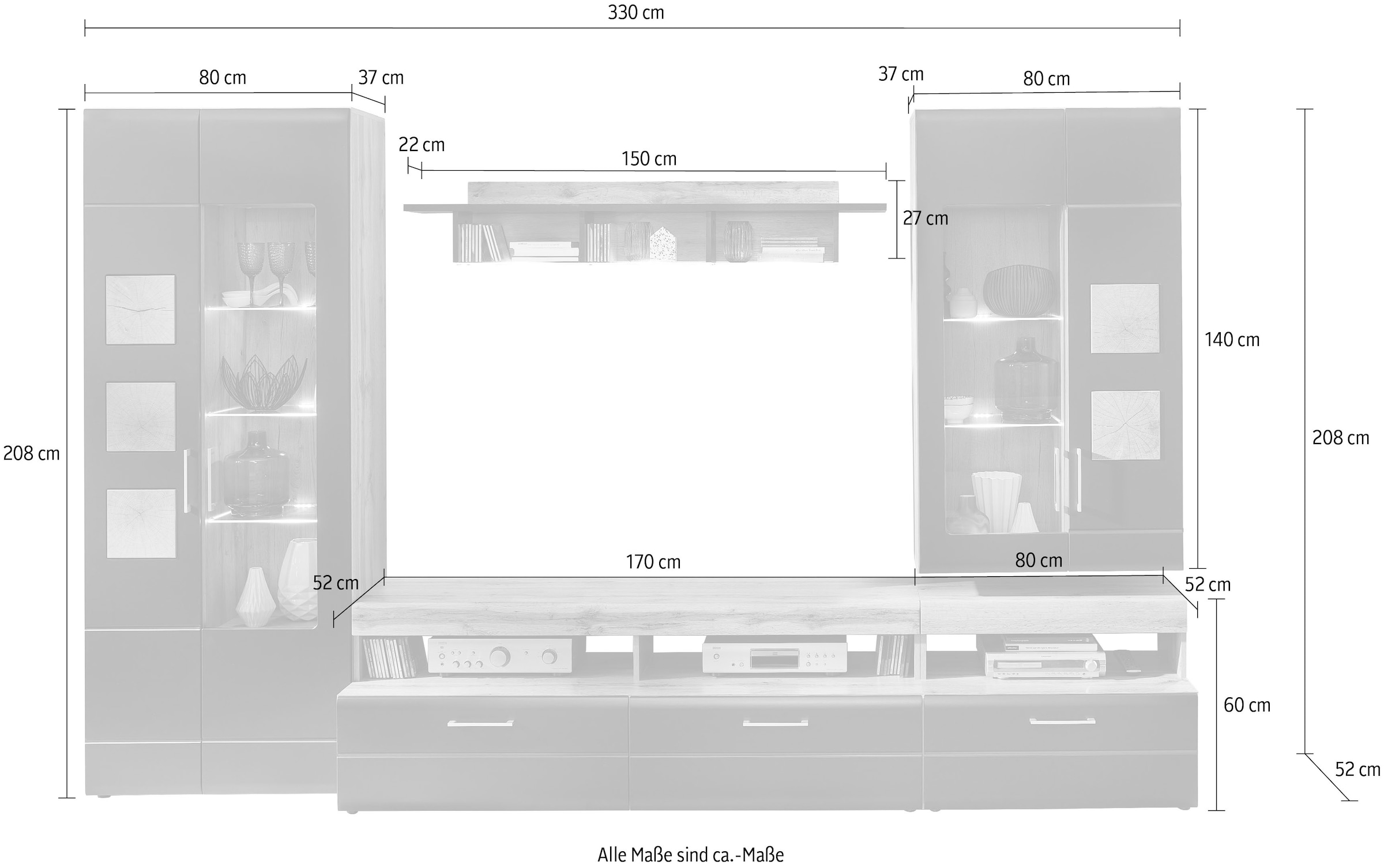 Innostyle Wohnwand »Sonate, TOPSELLER!«, (Komplett-Set, 5 St., Wohnwand), inkl. LED-Beleuchtung