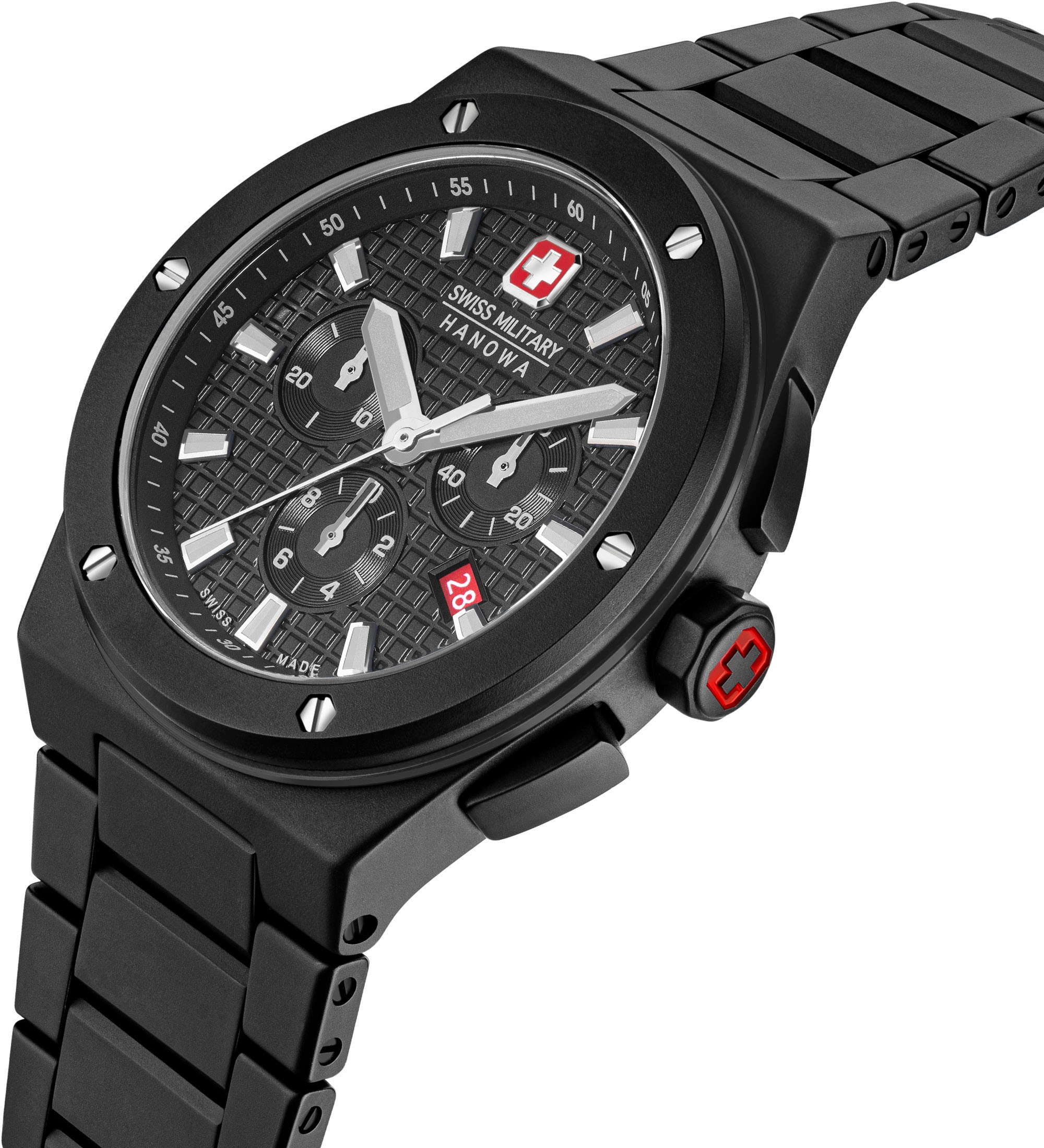 Swiss Military Hanowa Chronograph »SIDEWINDER CERAMIC, SMWGI0002280«, Quarzuhr, Herrenuhr, Datum, Stoppfunktion, Saphirglas, Swiss Made