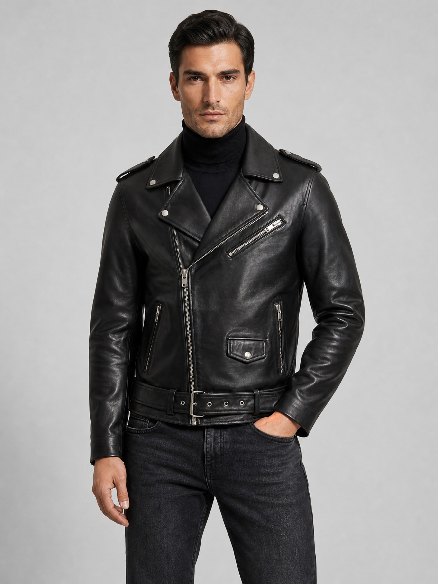 RICANO Bikerjacke »Lederjacke Marco« ohne Kapuze Handgefertigt aus echtem Leder