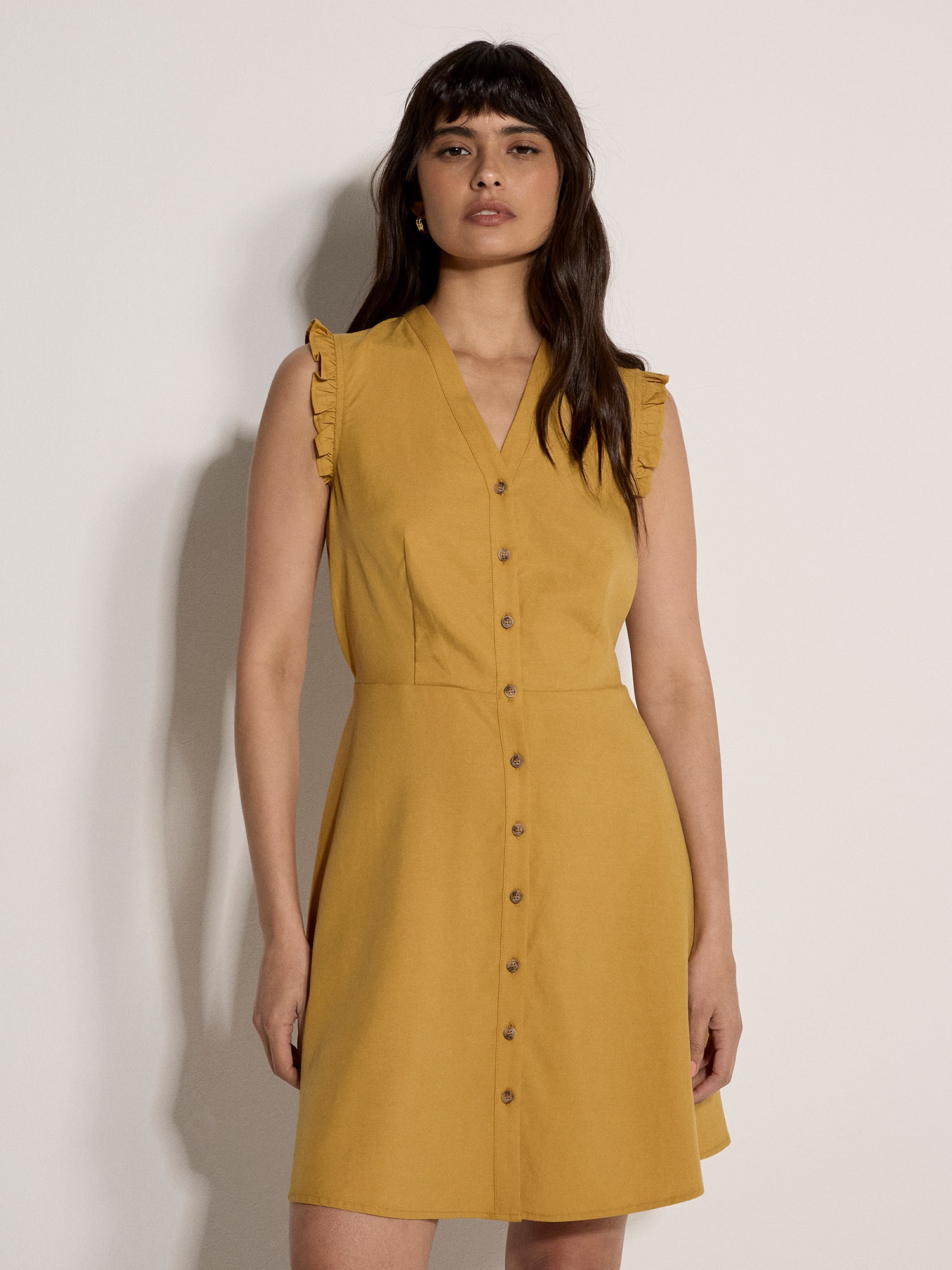 Apricot Minikleid »Minikleid« mit Rüschen und Knopfleiste