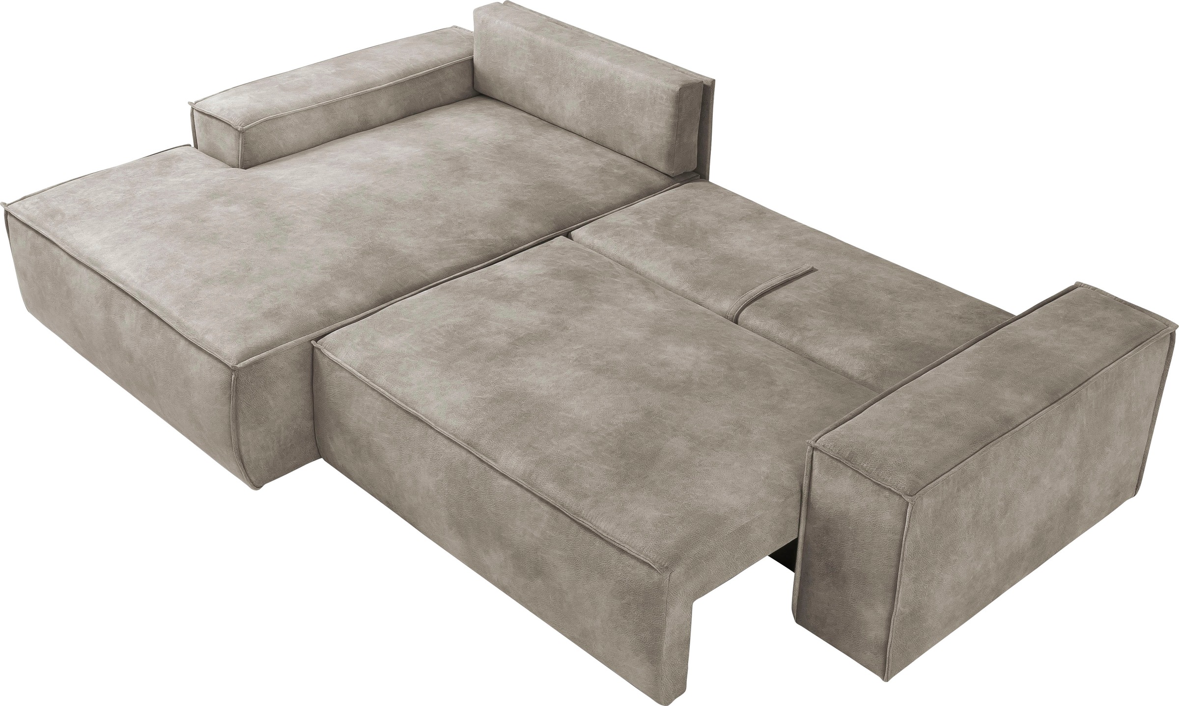 Home affaire Ecksofa SHERWOOD Schlafsofa 267 cm, L-Form, Schlaffunktion mit Bettkasten (210x136 cm), Cord, Vintage, Samtvelours