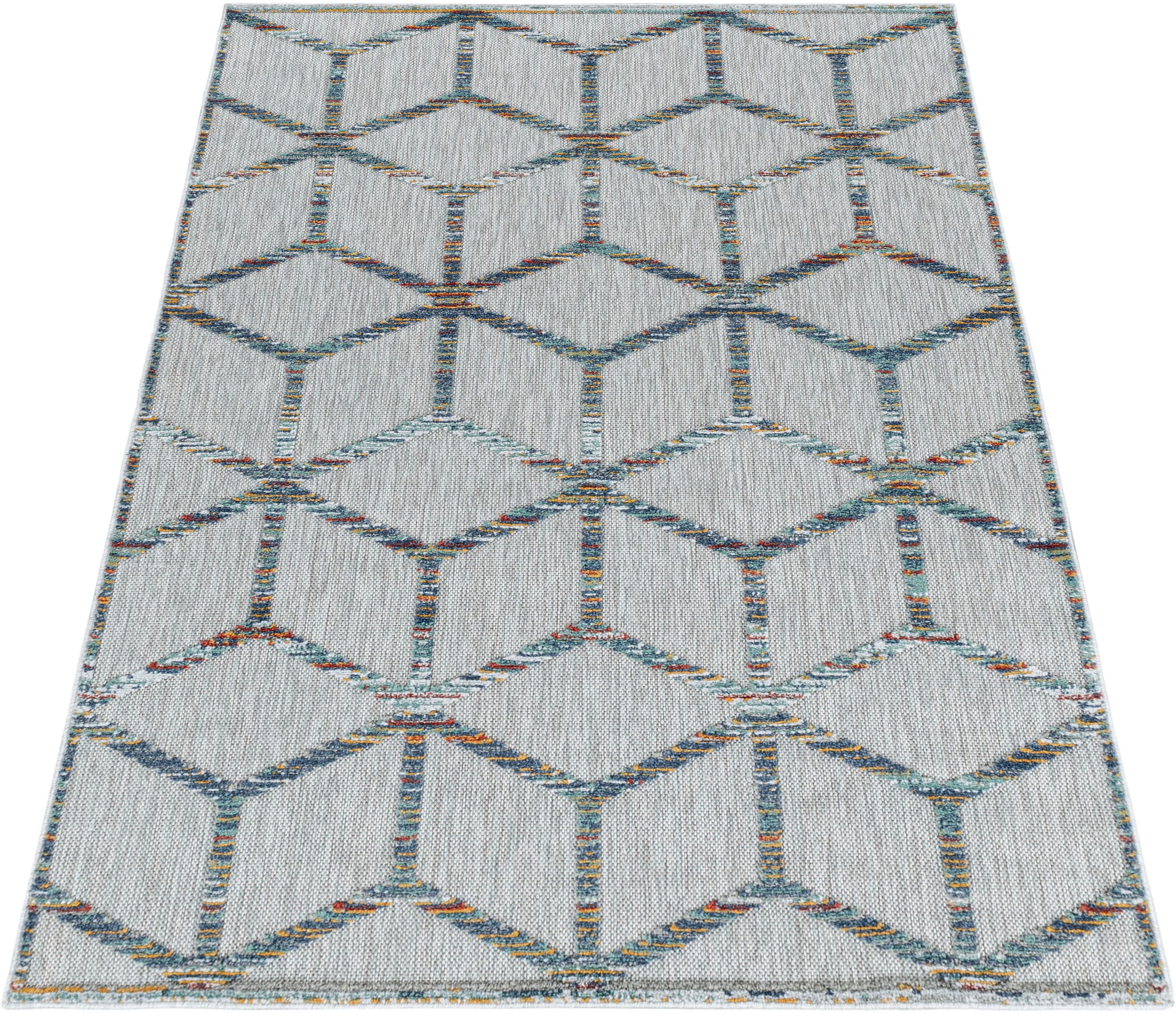 Ayyildiz Teppiche Teppich »BAHAMA 5151«, rechteckig, 8 mm Höhe, Läufer, Flachflor mit Hoch-Tief-Struktur, In-und Outdoor geeignet