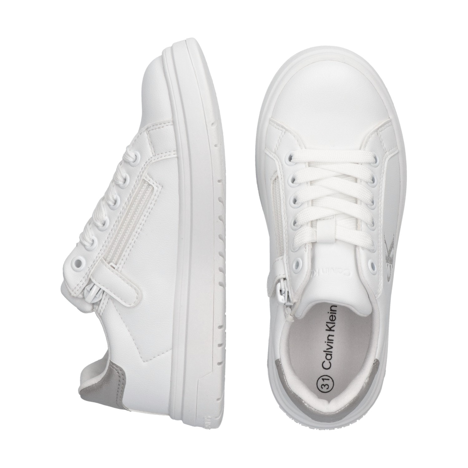 Calvin Klein Jeans Sneaker, mit Reißverschluss, Plateausneaker, Schnürschuh mit Metallic Einsatz