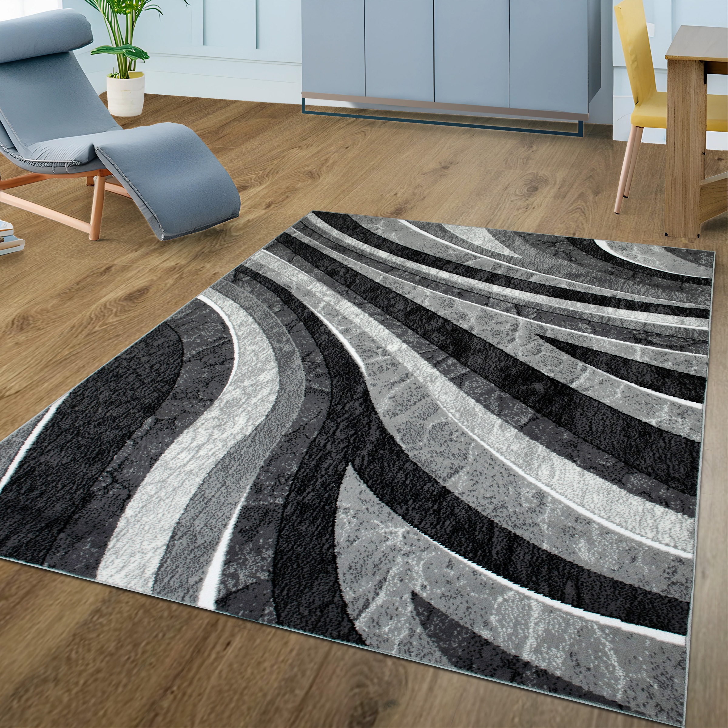 my home Teppich »Livil, modernes Wellen-Design«, rechteckig, 8 mm Höhe, 3D-Effekt, Kurzflor, Wohnzimmer, Esszimmer, Schlafzimmer
