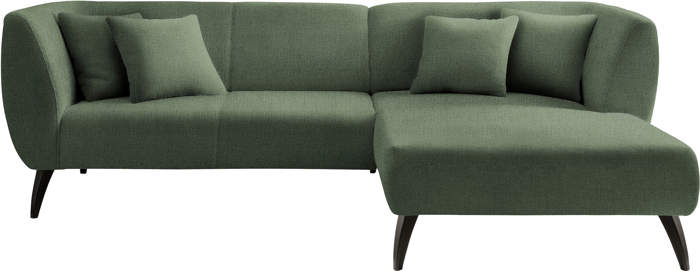INOSIGN Ecksofa »Colori L-Form«, Holzfußfarbe wählbar, inkl. 4x Zierkissen