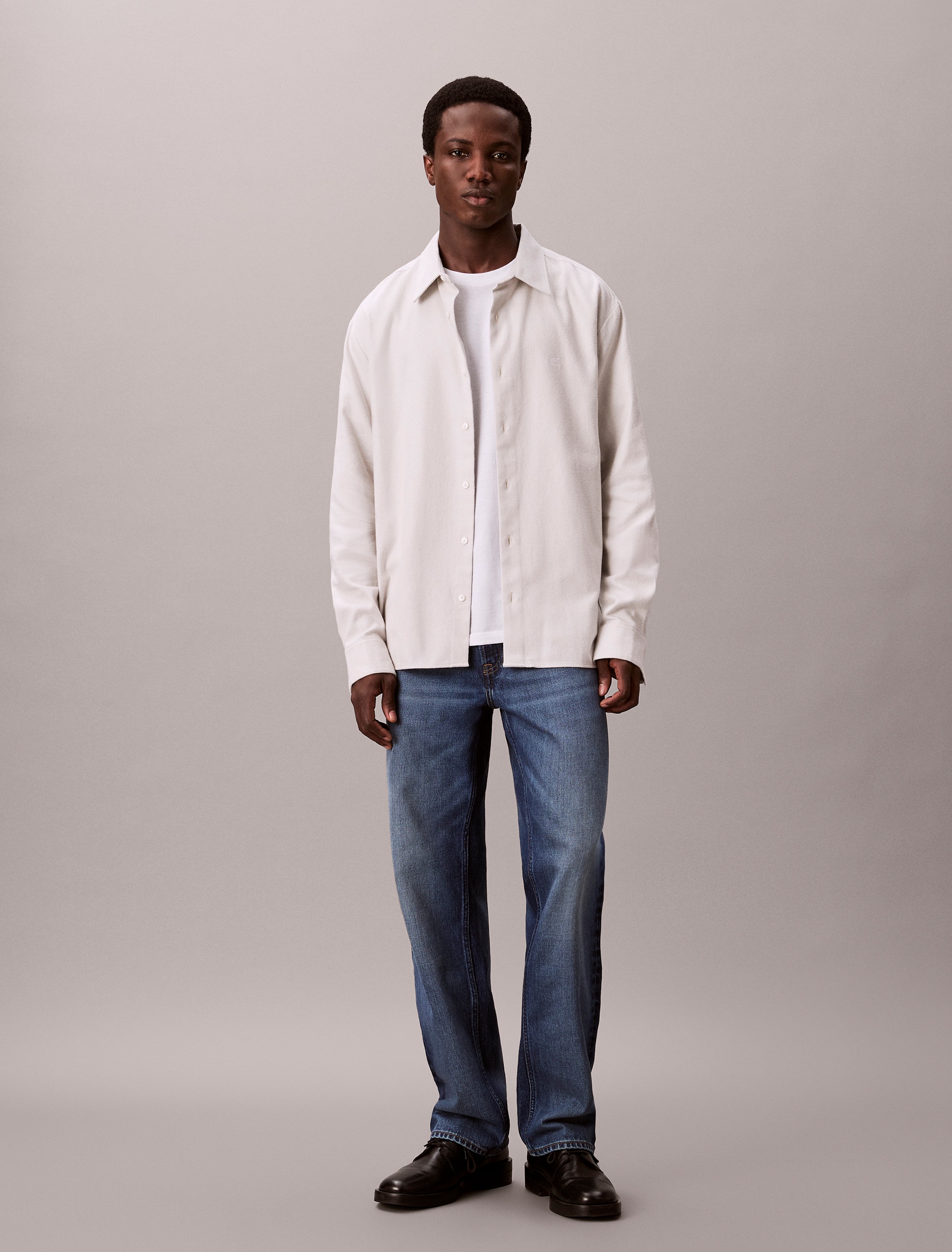 Calvin Klein Flanellhemd »LS MELANGE FLANNEL EASY SHIRT«, Mit Rundhalsausschnitt, regular fit