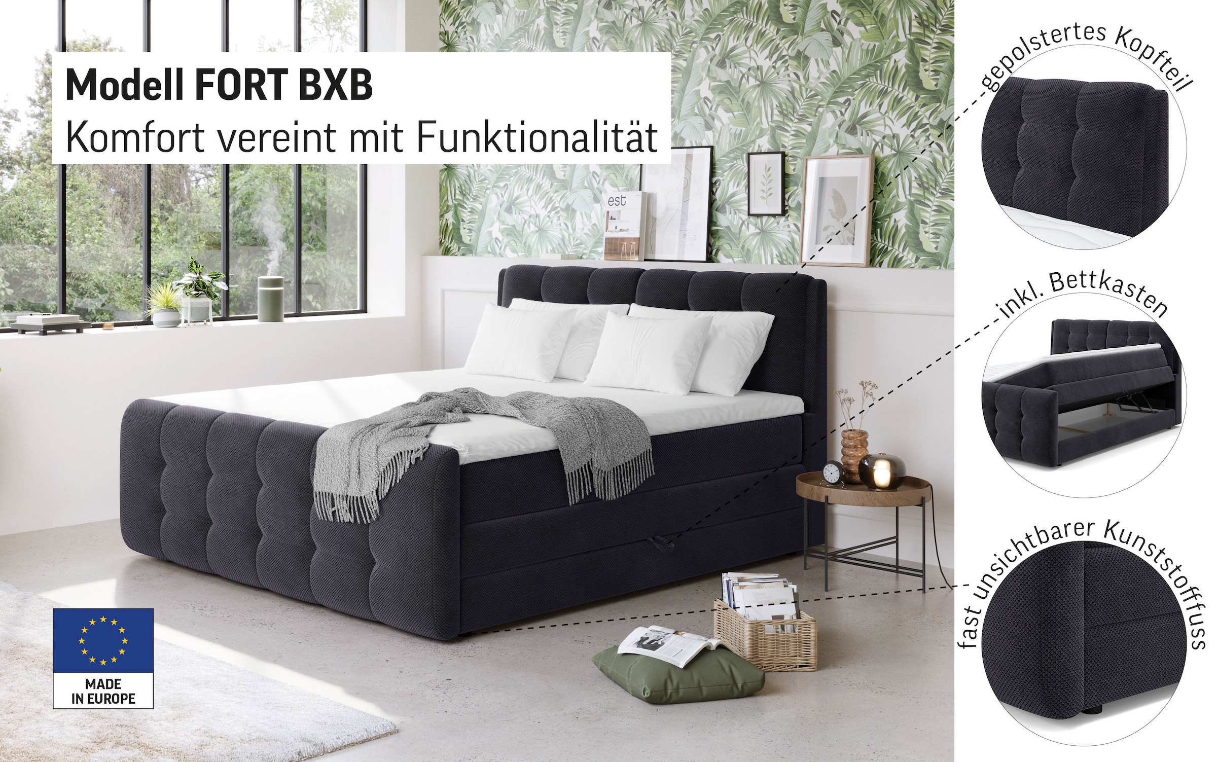 COTTA Boxspringbett »Fort mit Bettkasten, inkl. Topper« erhältlich in verschiedenen Breiten (160cm, 180cm & 200cm)