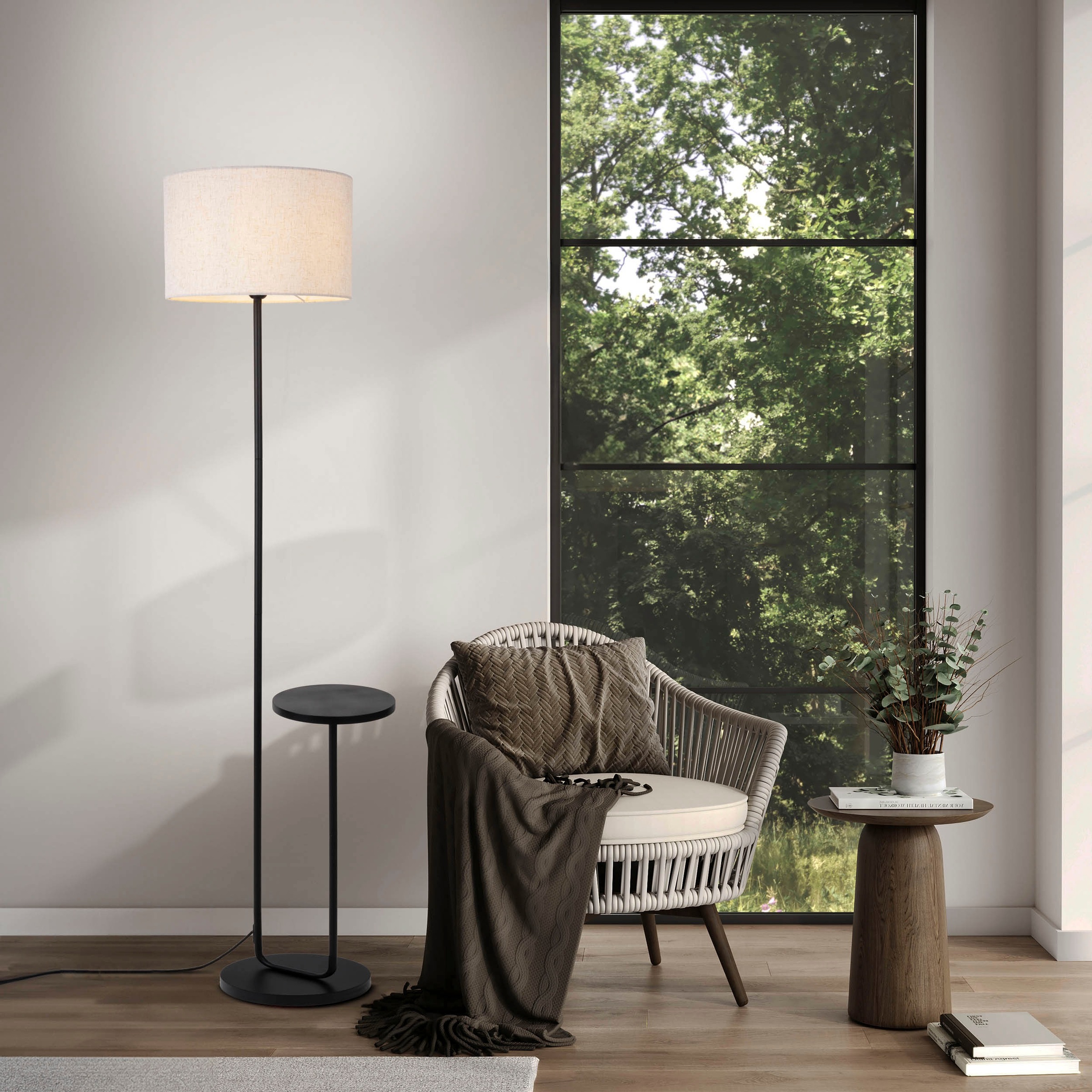 Näve Stehlampe »Tordis« E27 1 Stk. mit integriertem Tisch in schwarz, Größe Ø 35 cm Höhe: 157 cm