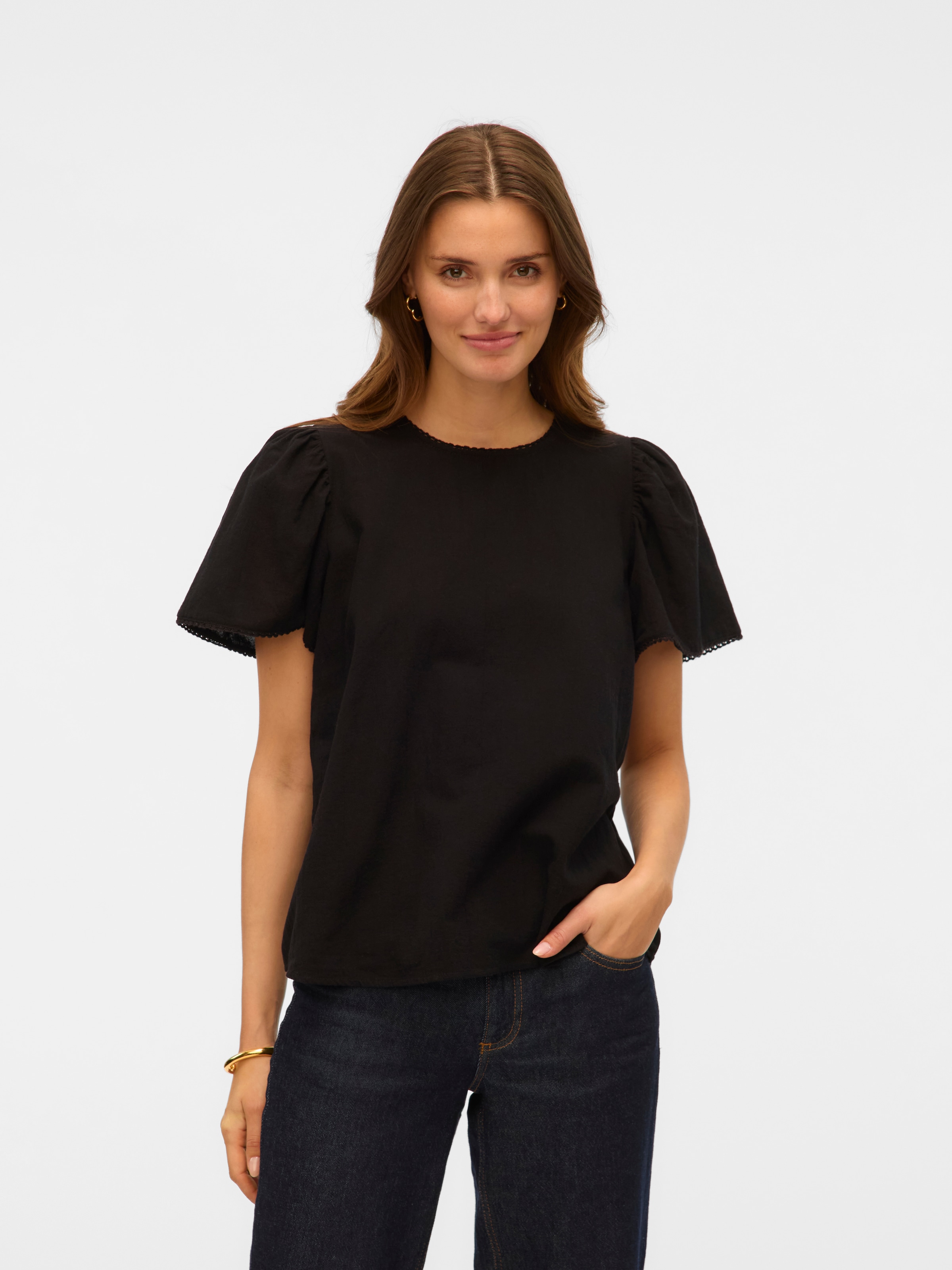 Vero Moda Kurzarmbluse »VMPRETTY SS TOP WVN GA NOOS«