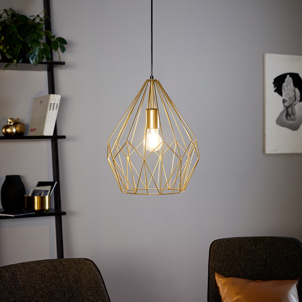 EGLO Pendelleuchte »CARLTON«, 1 flammig, Leuchtmittel E27 | ohne Leuchtmittel, Vintage Pendelleuchte, Retro Hängelampe in Gold matt, E27 Fassung