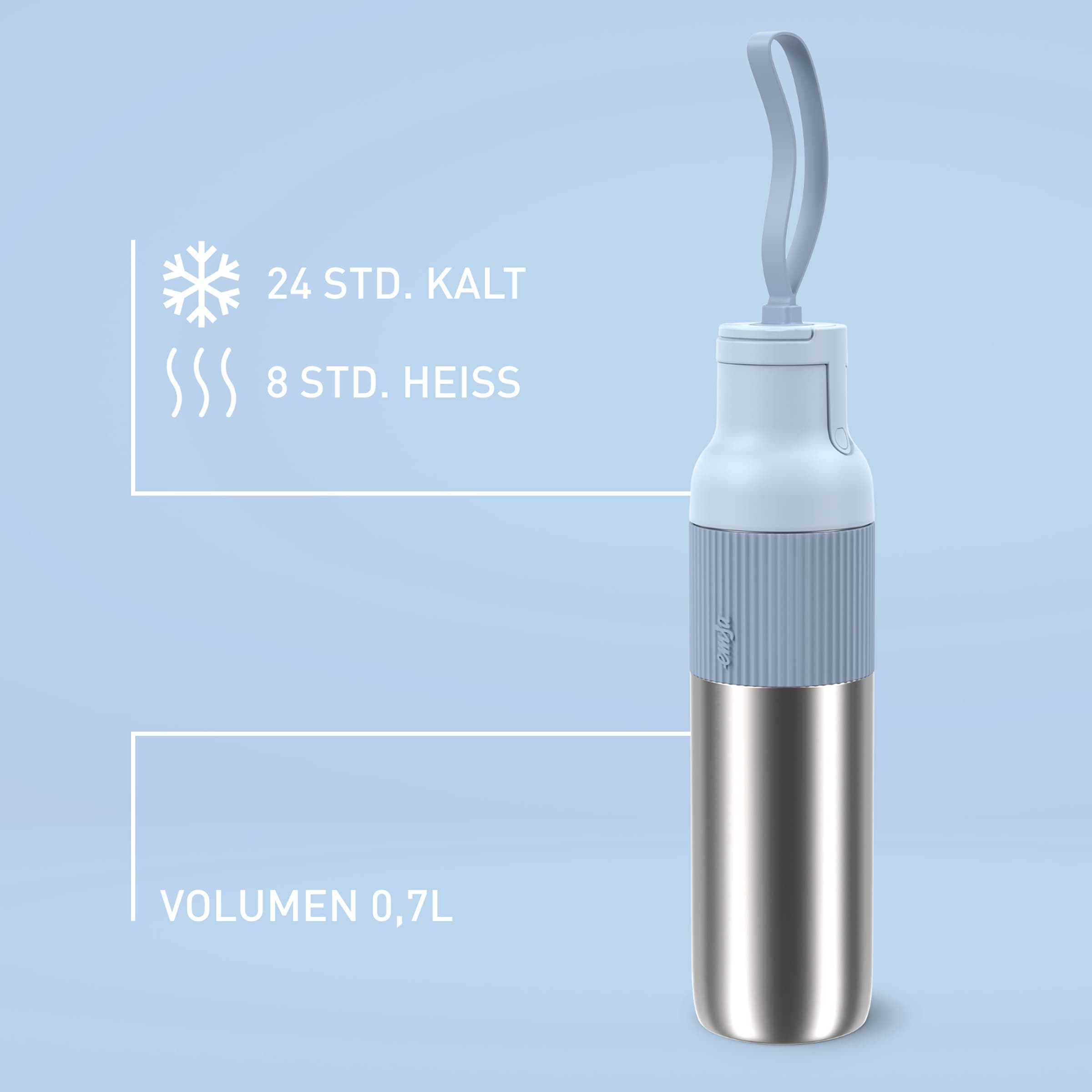 Emsa Isolierflasche »beYou Flip« mit Flip-Verschluss und Trageband, 100% dicht, spülmaschinengeeignet