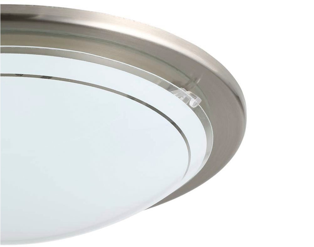 EGLO Deckenleuchte »PLANET 1 Deckenlampe, nickel-matt, Stahl, Glas, Küchenlampe, E27«, 1 flammig, Leuchtmittel E27 | ohne Leuchtmittel, Wohnzimmerlampe, Flurlampe, Esszimmer, Büro, zeitlos, 29x29x8,5cm