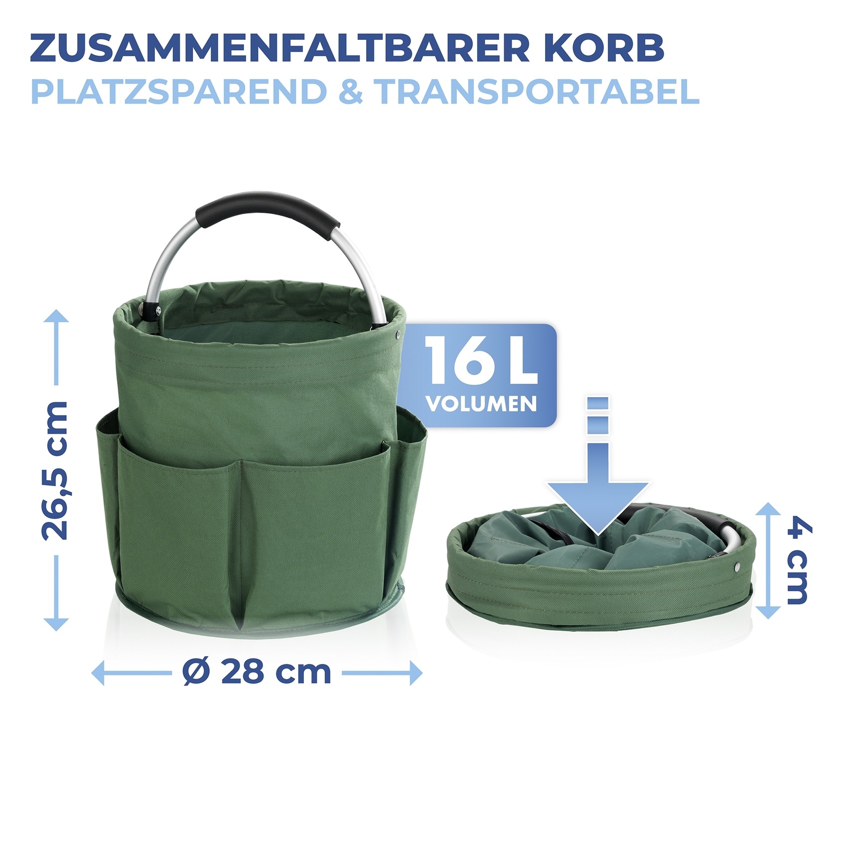 Maximex Falteimer »Modell Universal-Caddy« Organizer für Haus & Garten, platzsparend faltbar, mit 6 Außentaschen