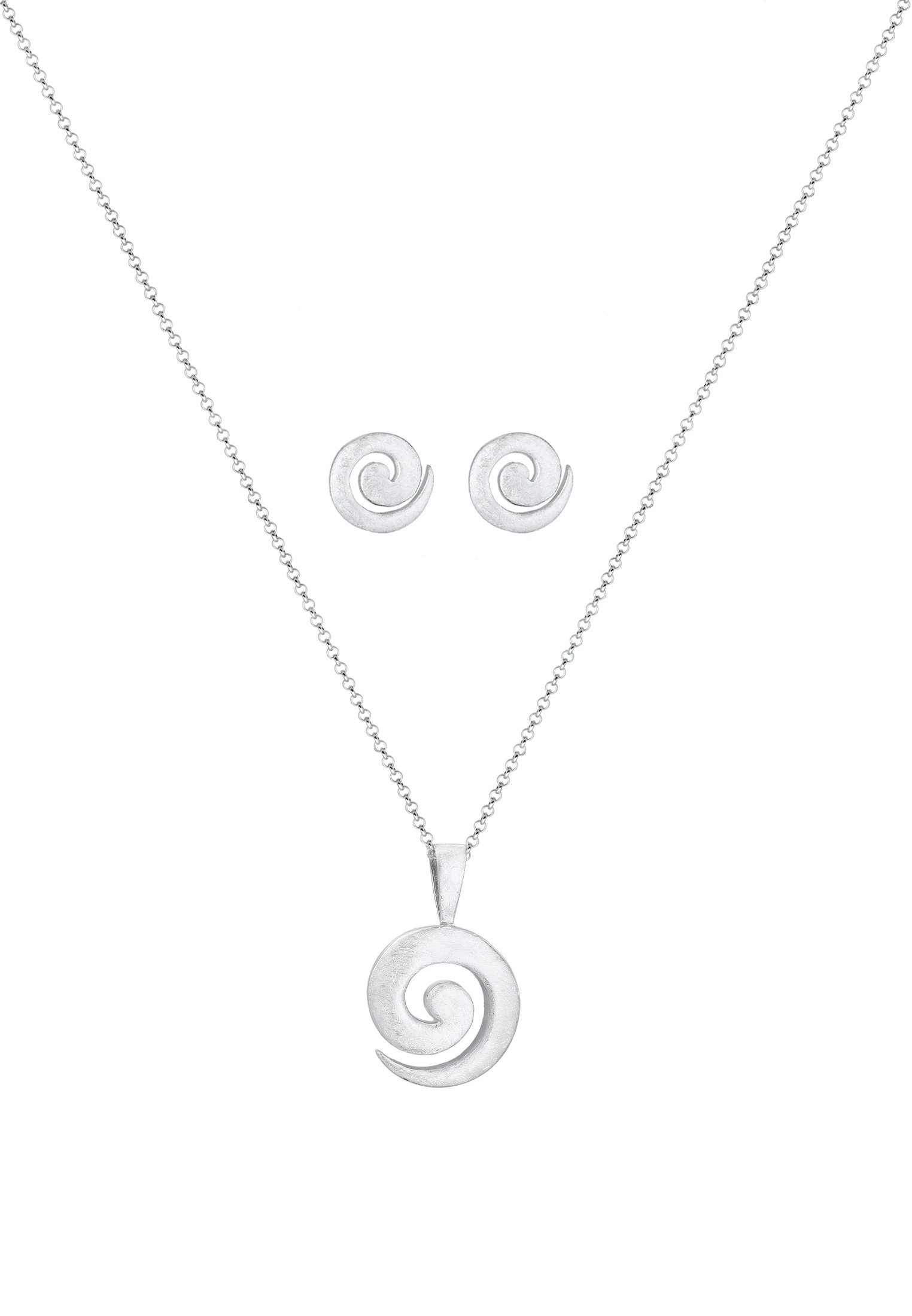 Nenalina Ohrring und Ketten Set »Schmuckset Spirale Basic Geo Halskette Ohrstecker 925 Silber« ()