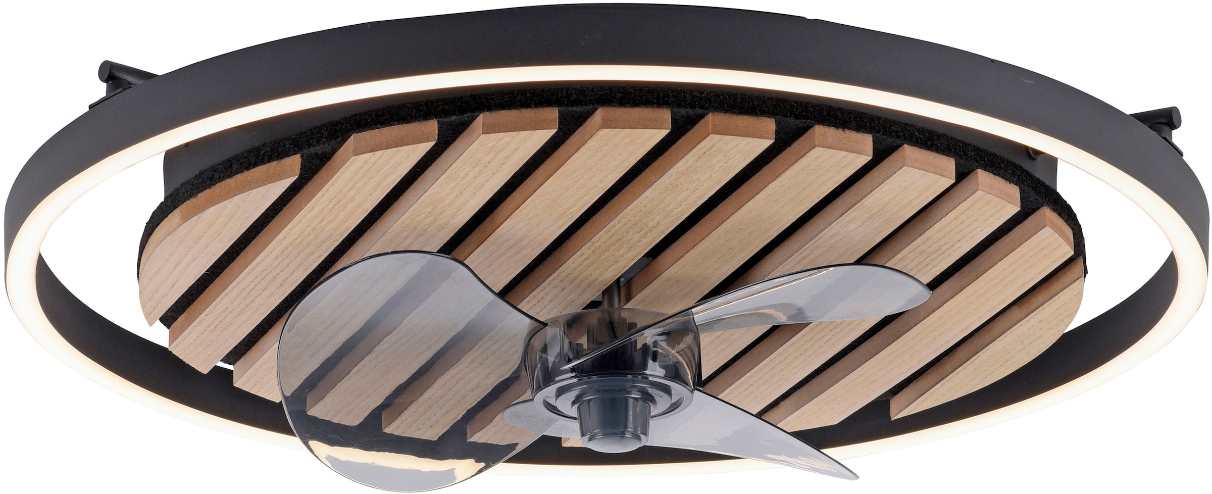 Leonique Deckenleuchte »Brialeen - Akustikpaneele«, 1 flammig, Leuchtmittel LED-Board | LED fest integriert, Deckenventilator, Deckenlampe, Ventilator, Akustik, Holz, Paneele
