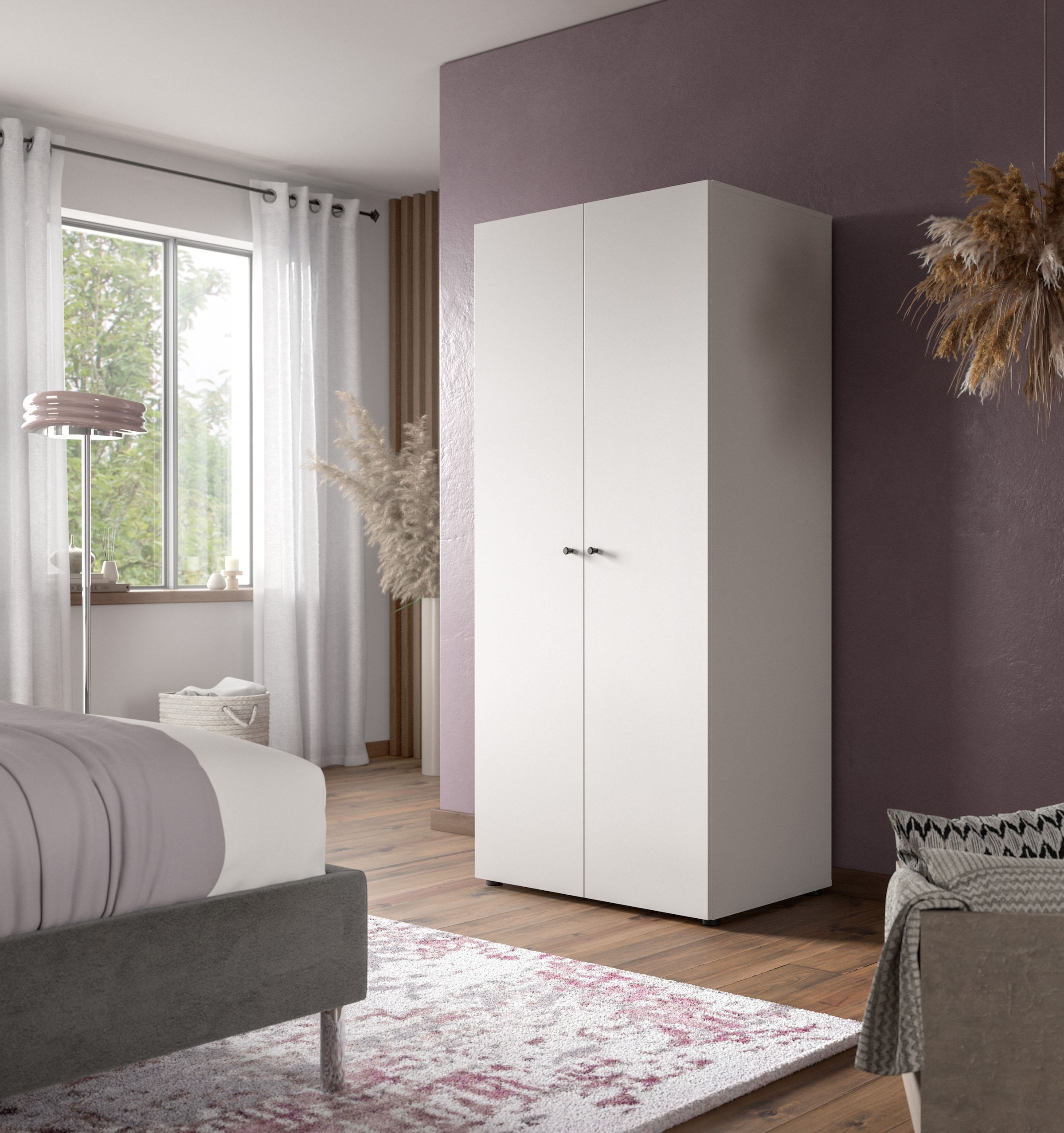 Home affaire Kleiderschrank »BILLINGS, TOPSELLER!, Schlafzimmerschrank, Schrank, Garderobenschrank«, (OTTO BESTSELLER, Garderobe & Schlafzimmer), Breite 80cm, weiß, 2-türig, inkl. 1 Kleiderstange und 1 Ablageboden