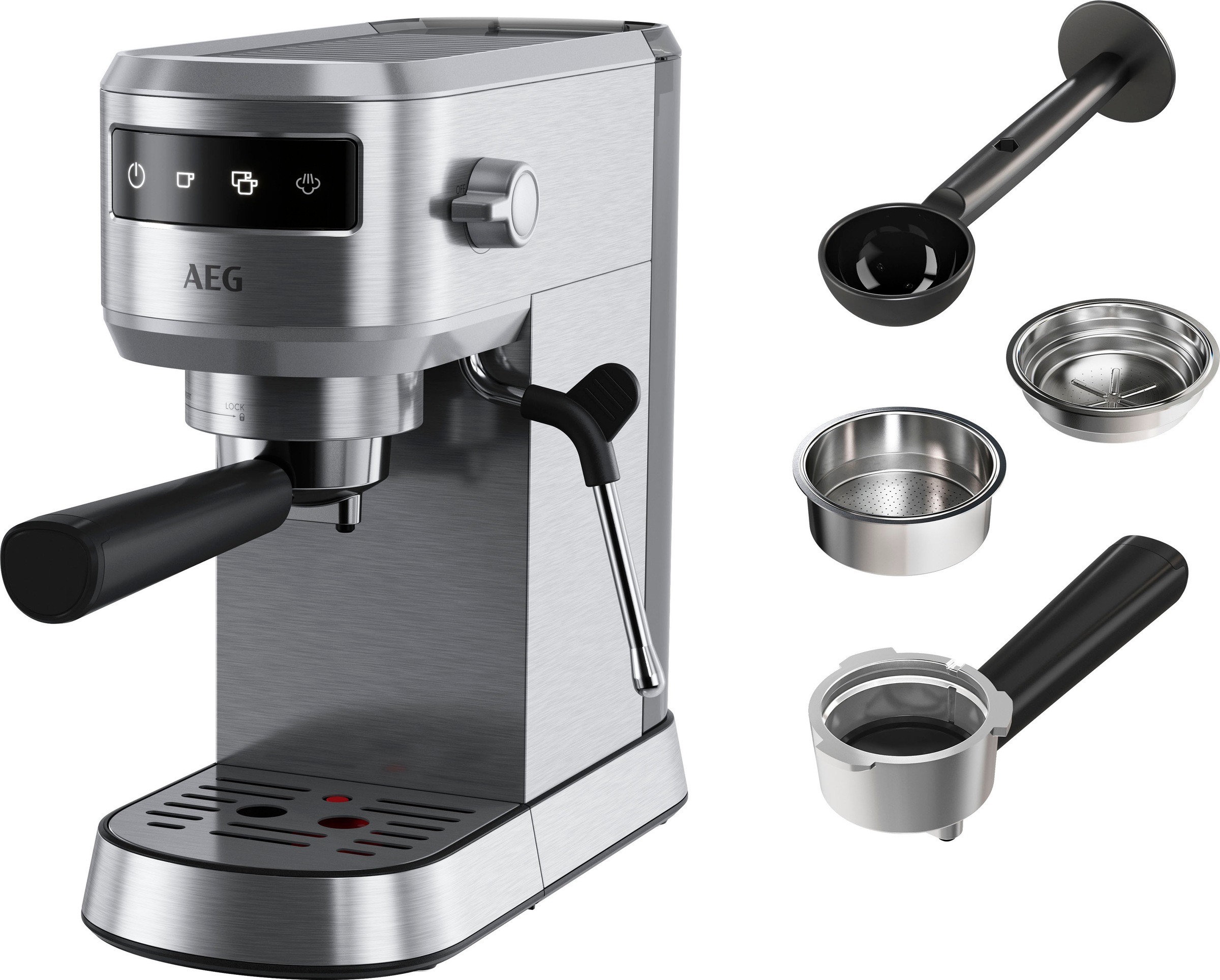 Aeg Espressomaschine »Gourmet 6 EC6-1-6ST« Korbfilter Siebträger in grau