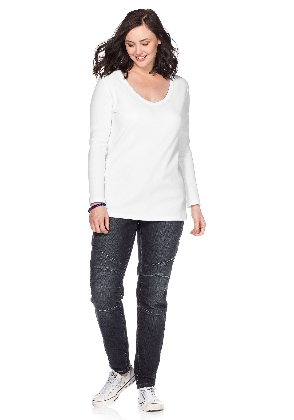 Sheego Langarmshirt »Langarmshirt aus Baumwolle«, aus Baumwolle