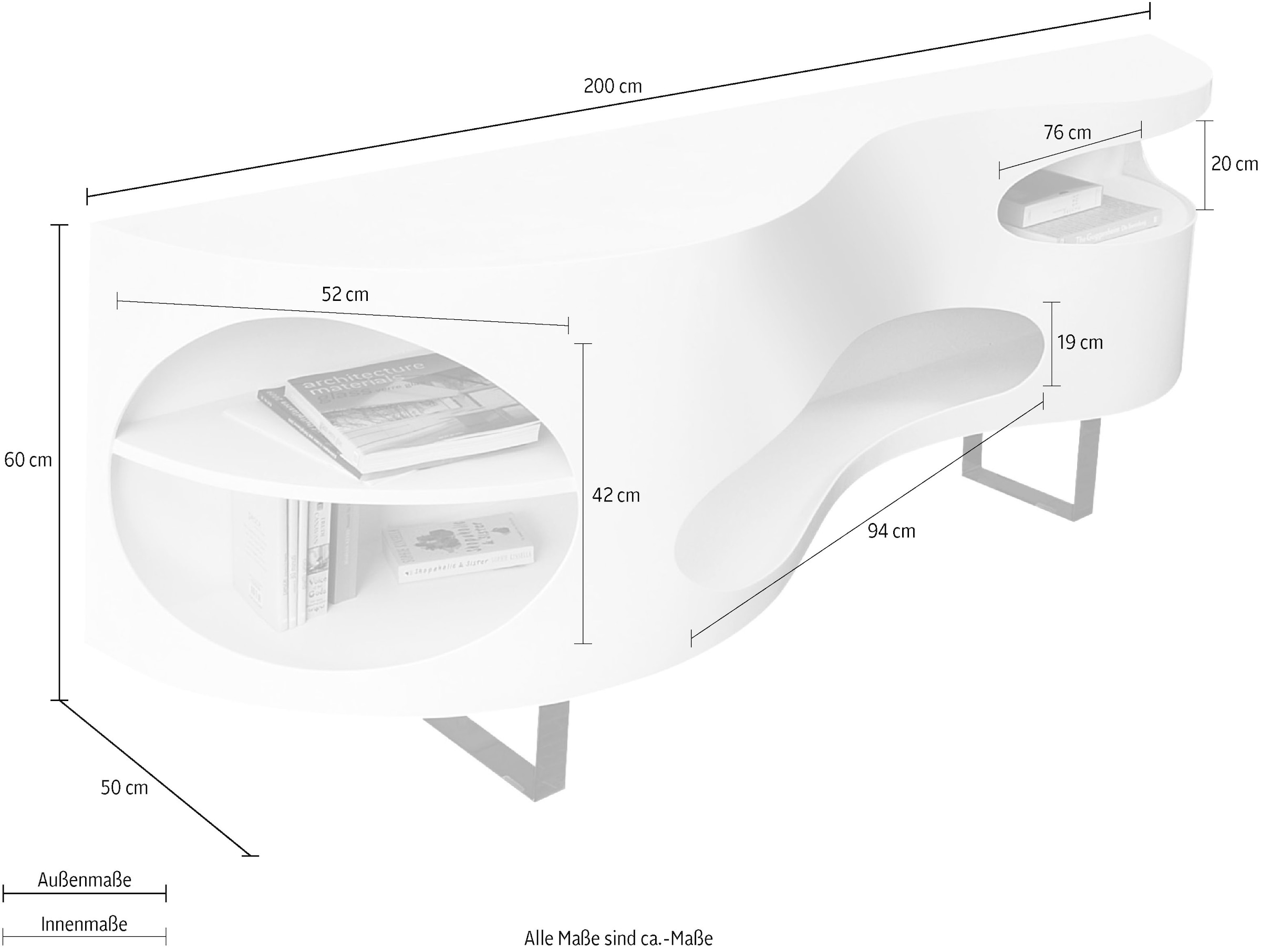 SalesFever Sideboard, Kommode in extravaganter Form, Breite 200 cm