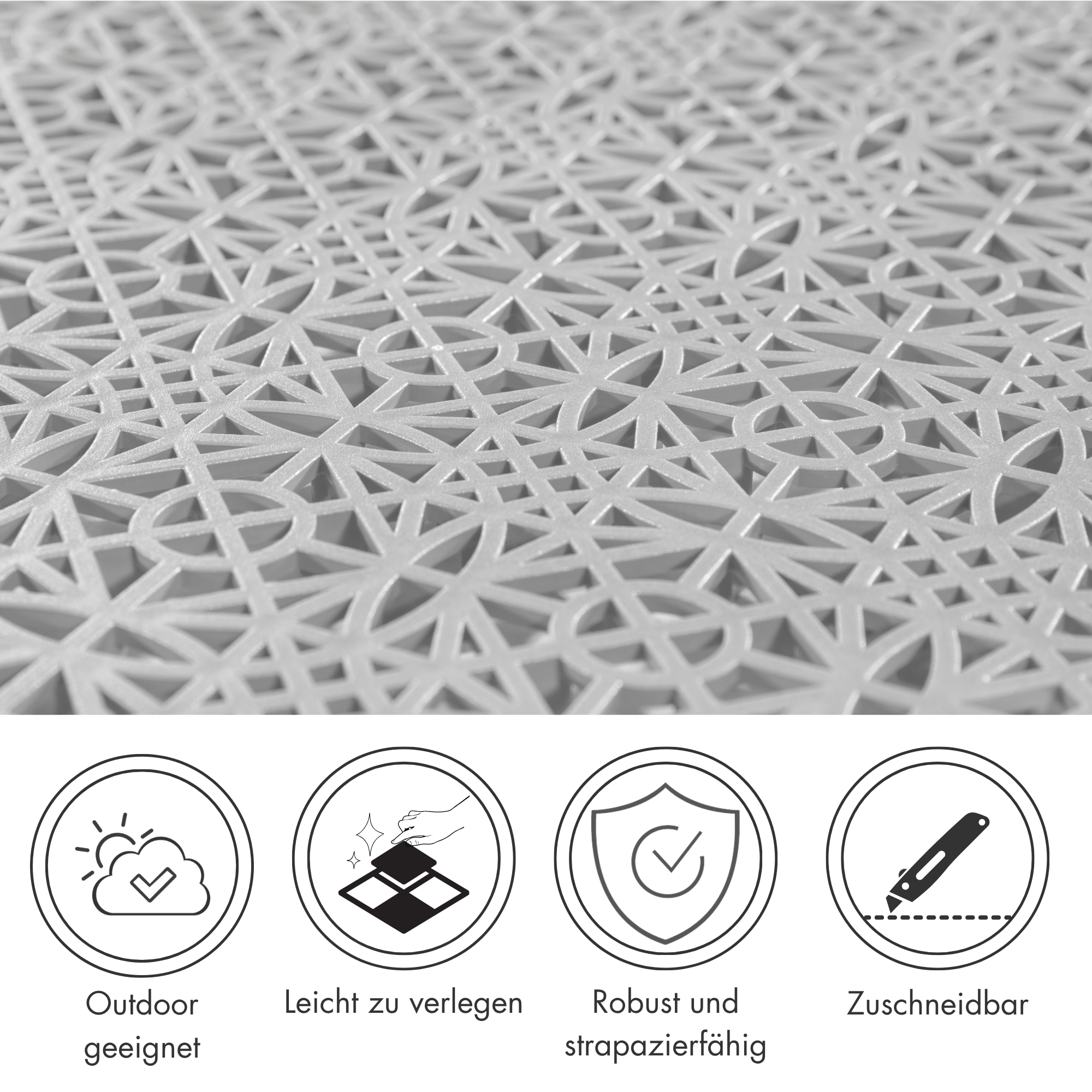 Andiamo Kunststoff-Fliesen »Terra Sol, Terrassenfliesen« Set, erhältlich mit 7 Stück (1 qm), 14 Stück (2 qm) oder 35 Stück (5 qm), 7 Stk. tlg. Klickfliesen, 38x38 cm, Balkon Bodenbelag, UV-beständig