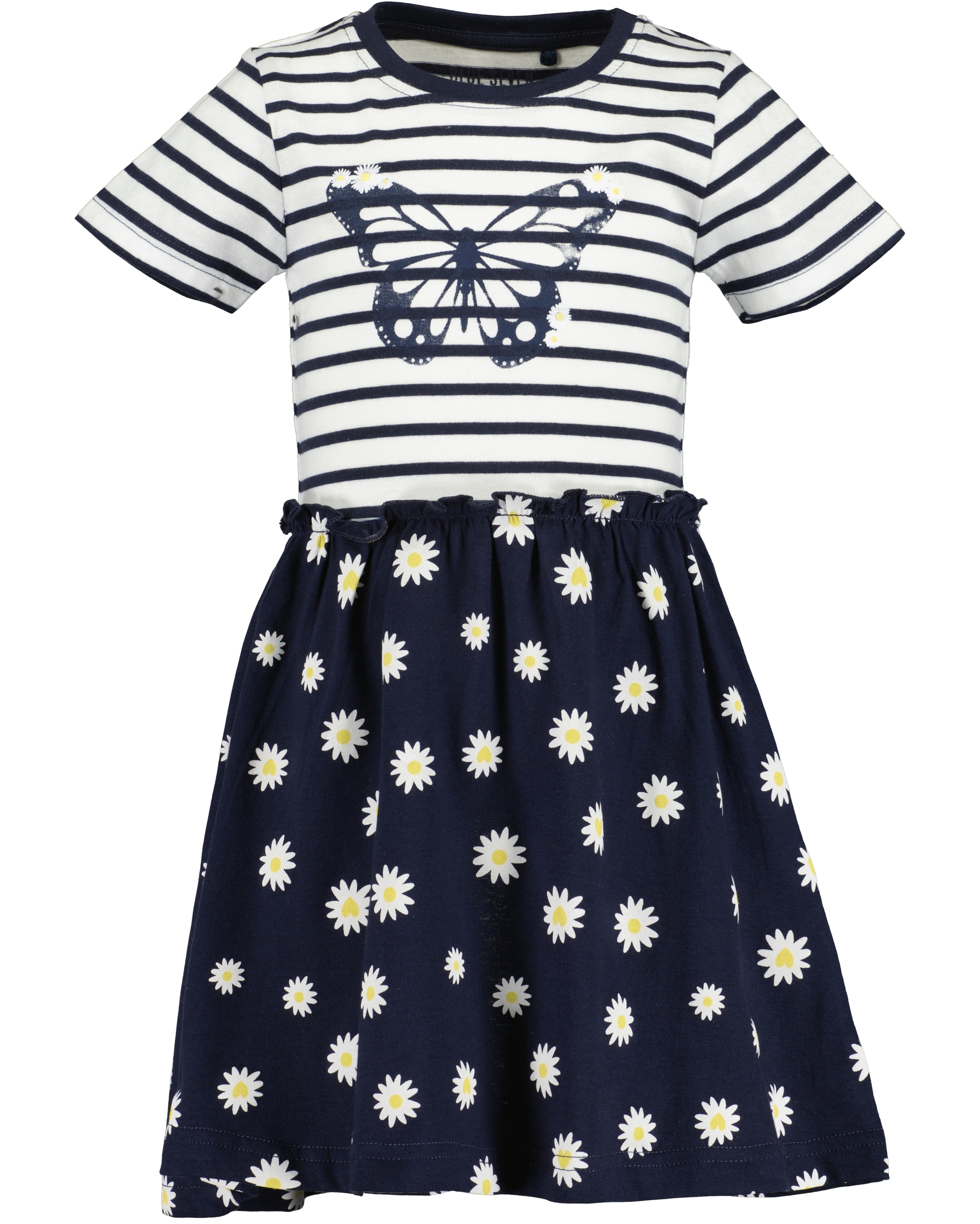 Blue Seven Mädchen Jerseykleid geringeltes Oberteil mit Motiv in blau, Größe 98