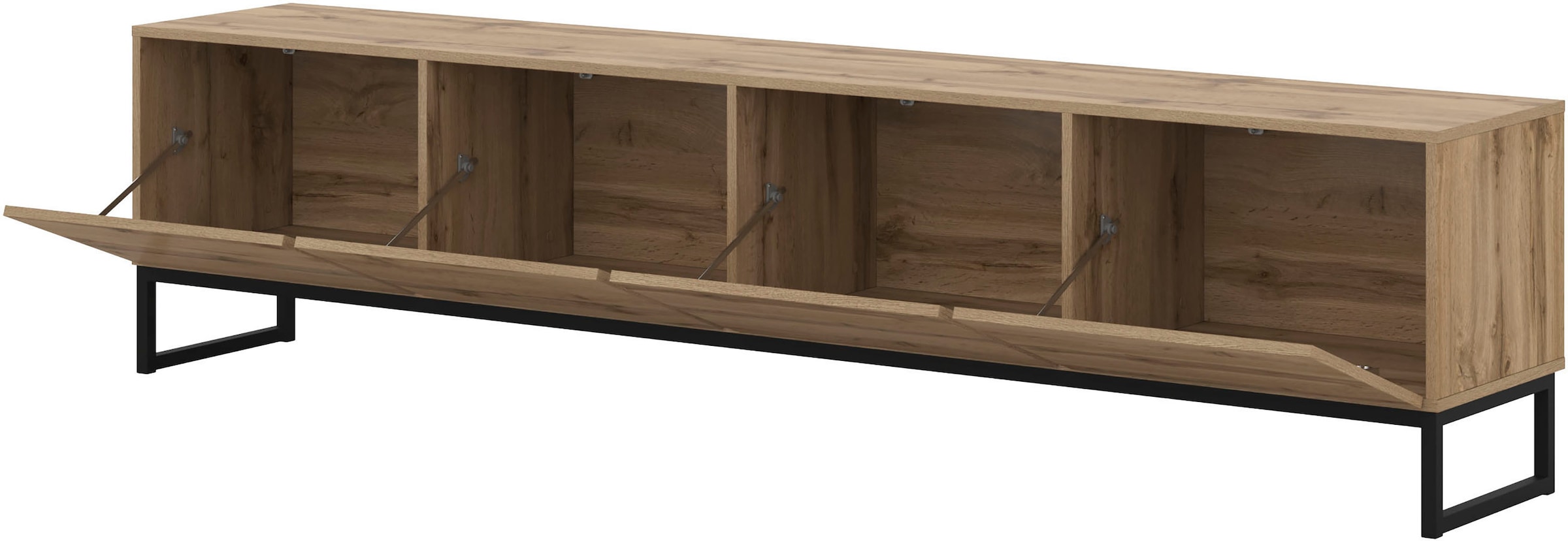 OTTO home Lowboard »Loft, Breite 208,5 cm, TV-Board mit 4 Klappen, Metallkufen« TV-Kommode mit viel Stauraum, push-to-open-Funktion