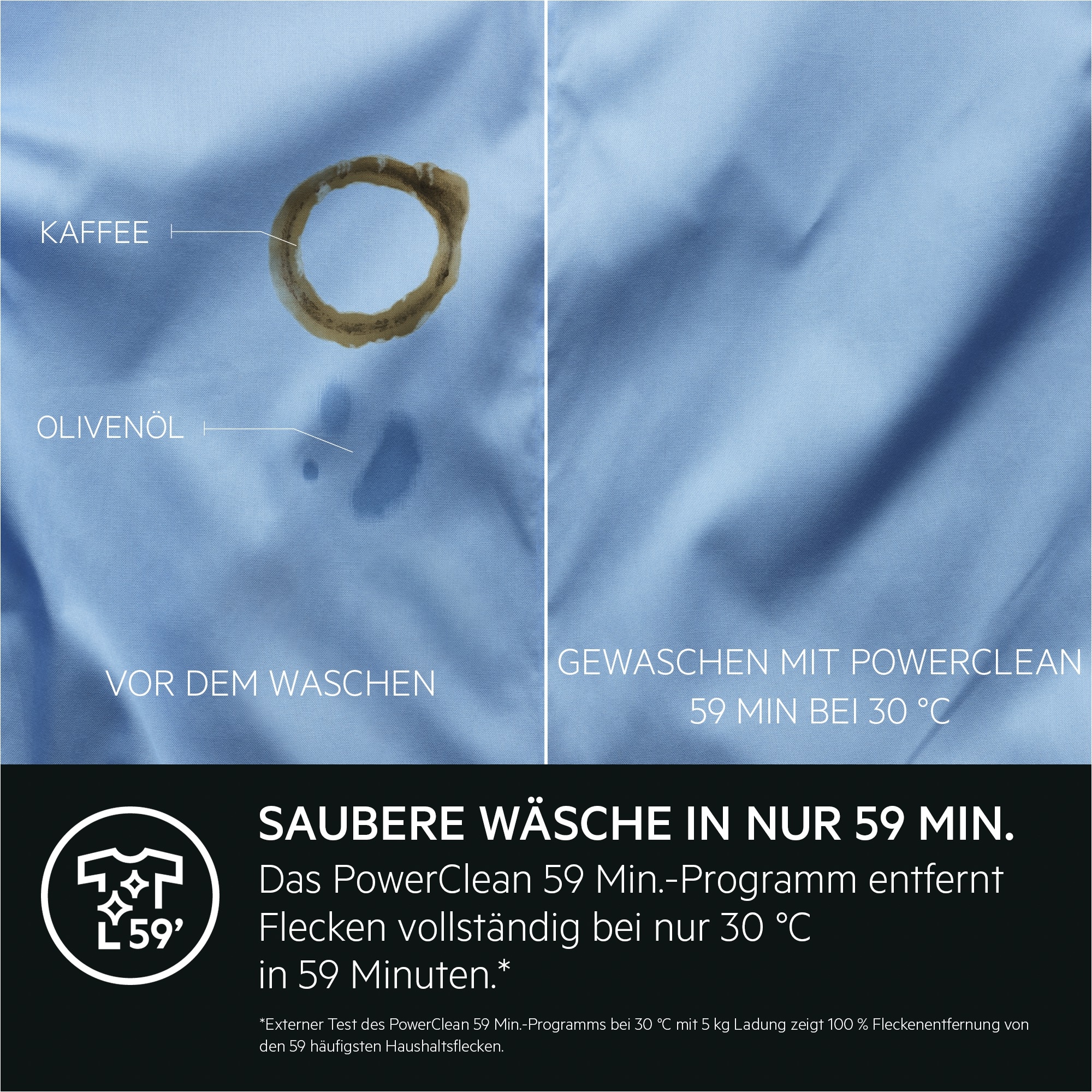 AEG Waschmaschine 8000 PowerCare® »LR8EW75400« 10 kg 1400 U/min PowerClean: Vollständige Fleckenentfernung in 59 Min-Programm bei 30°C