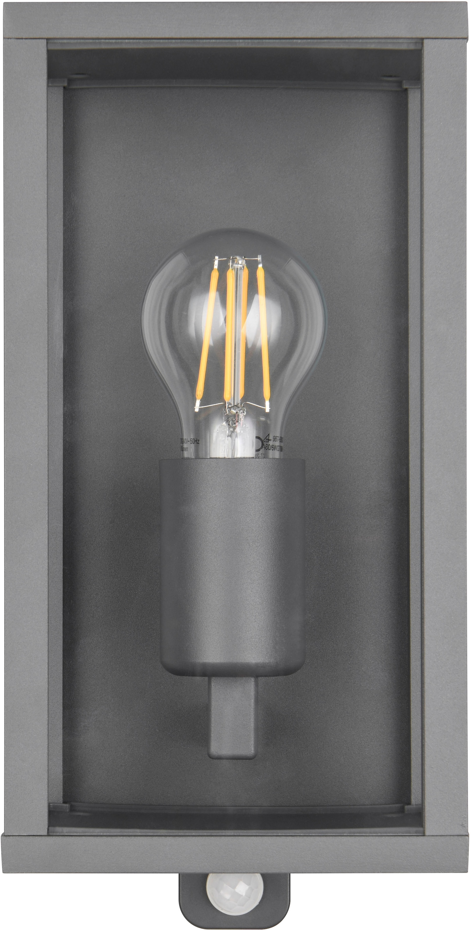 TRIO Leuchten Außen-Wandleuchte »GARONNE, Outdoor Wandlampe exkl 1x E27 max 60W, Hauswand-Leuchte« E27 1 Stk. warmweiß - kaltweiß Garten Wandleuchte IP44 mit Bewegungsmelder, Leuchtdauer einstellbar