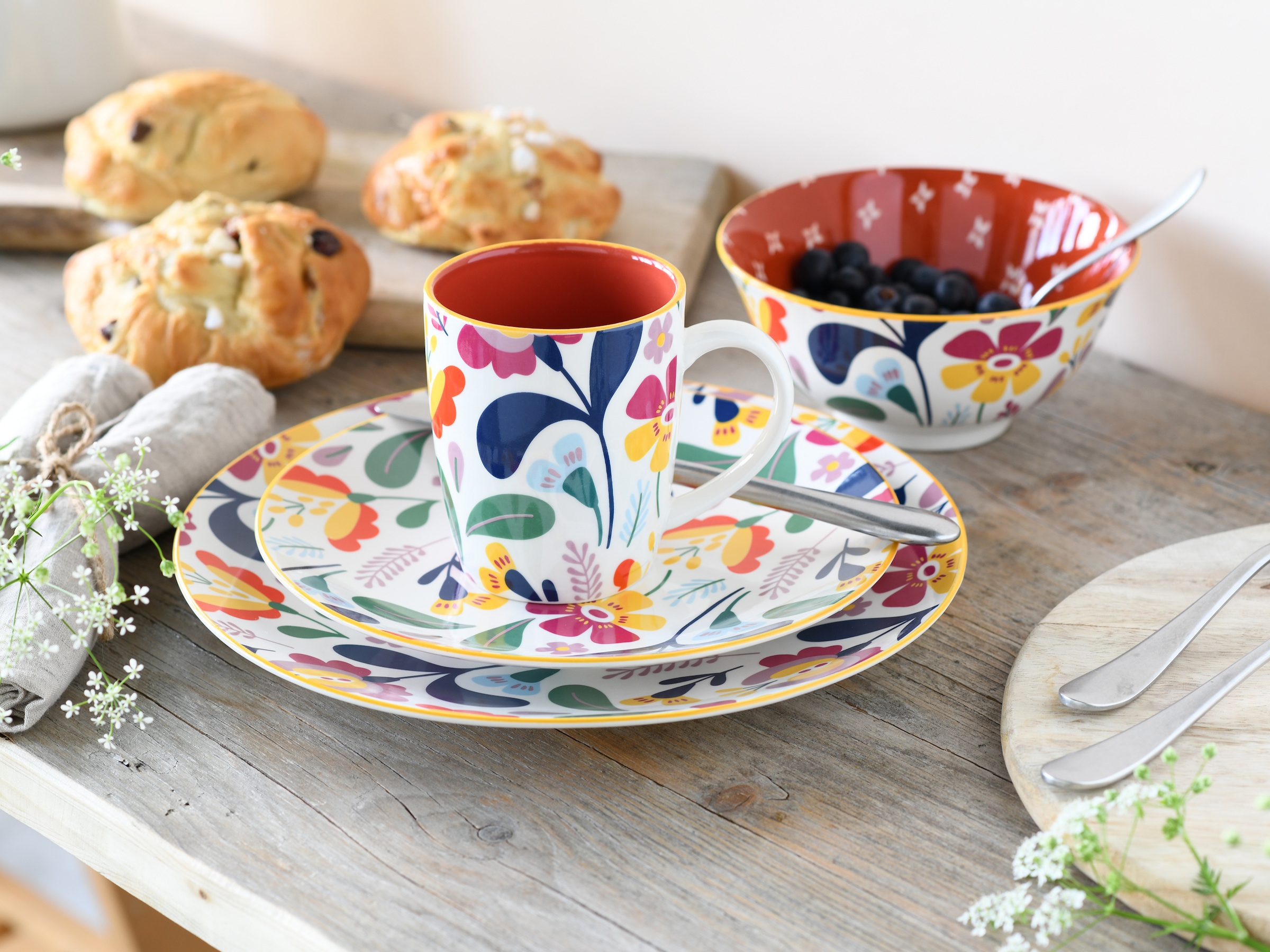 CreaTable Kombiservice »Folklore Bunt, Kombi-Service 16 tlg« Blumenmotive