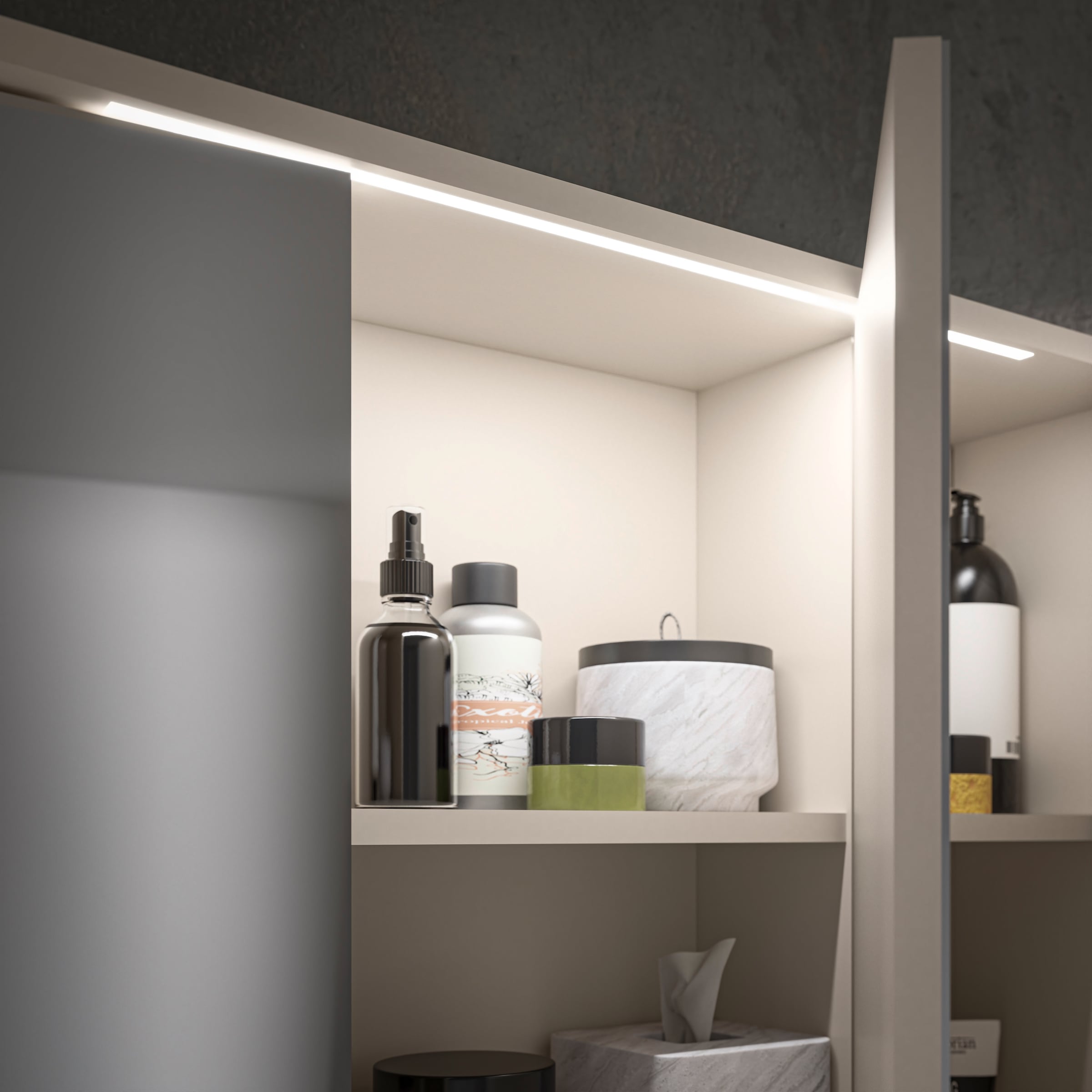 BASIC by Balculina Spiegelschrank »Lucera BxHxT 80x75x20 cm« 1 Stk. tlg. Breite 80cm, LED-Beleuchtung kaltweiß