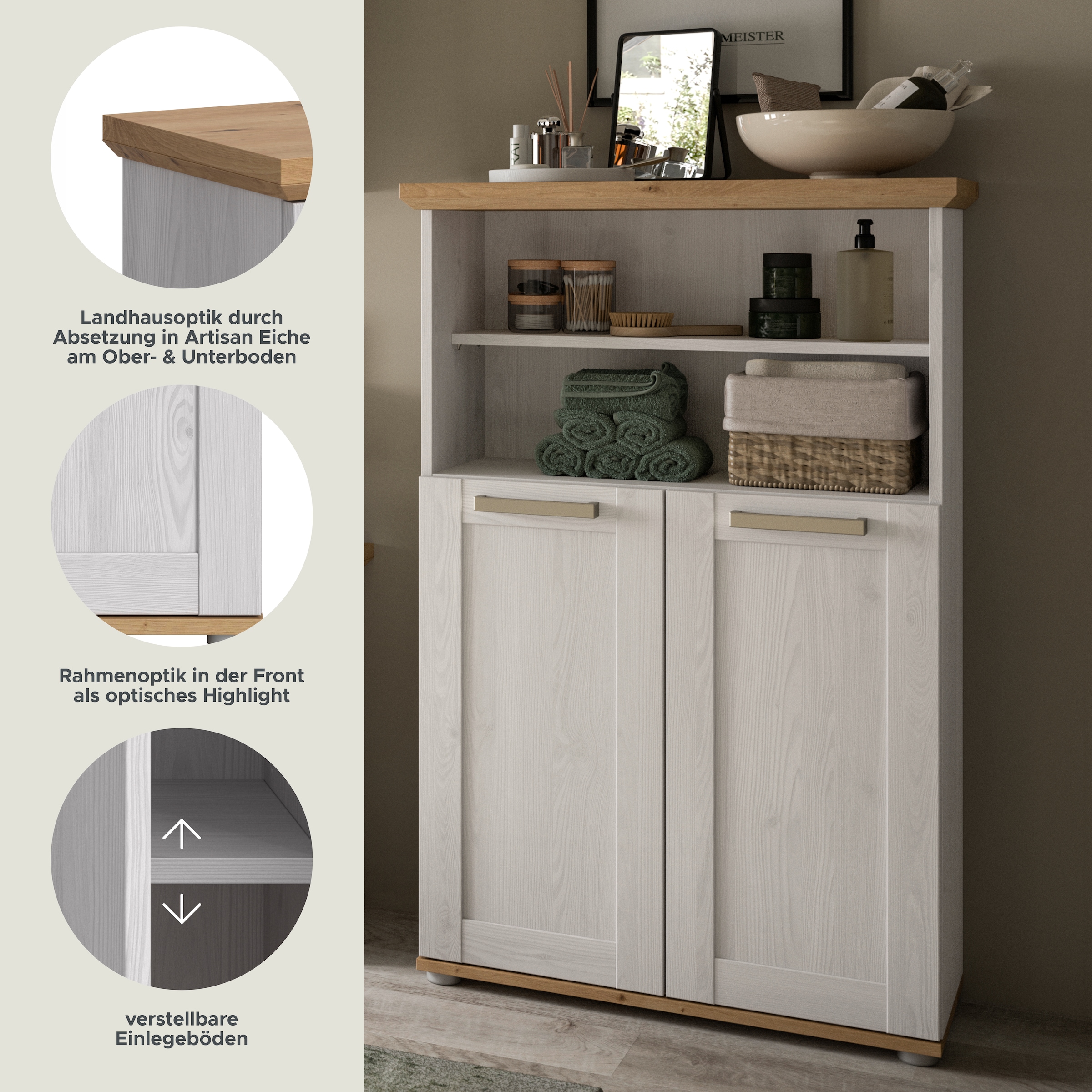 welltime Midischrank »COSENZA« 1 Stk. tlg. Midischrank, Badschrank, Bad, Badezimmer