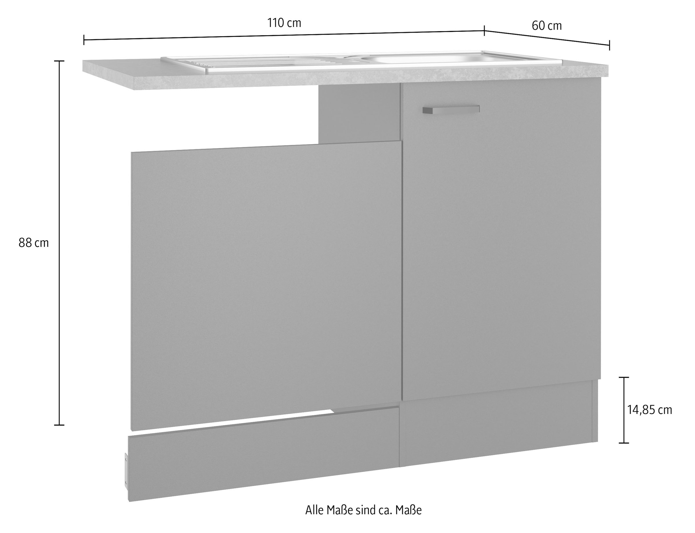 OPTIFIT Spülenschrank »OPTImulti« Breite 110 cm, mit 1 Tür u. Blende f. Geschirrspüler, Einbauspüle