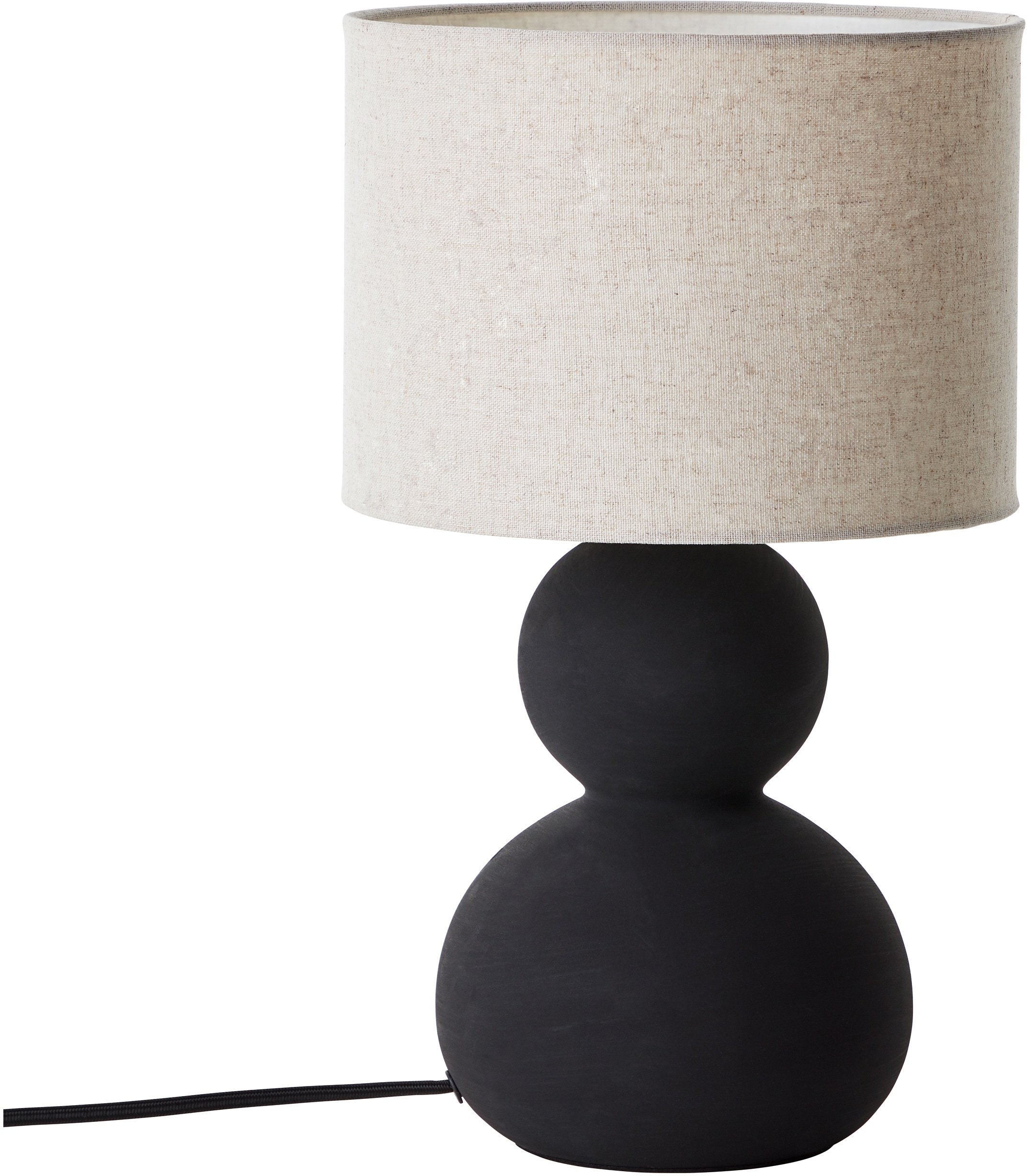 LeGer Home by Lena Gercke Tischleuchte »Malu«, 1 flammig, Leuchtmittel E27 | ohne Leuchtmittel, max. 40W, Leinenschirm, Keramik, Höhe: 37,5 cm, Ø 22 cm