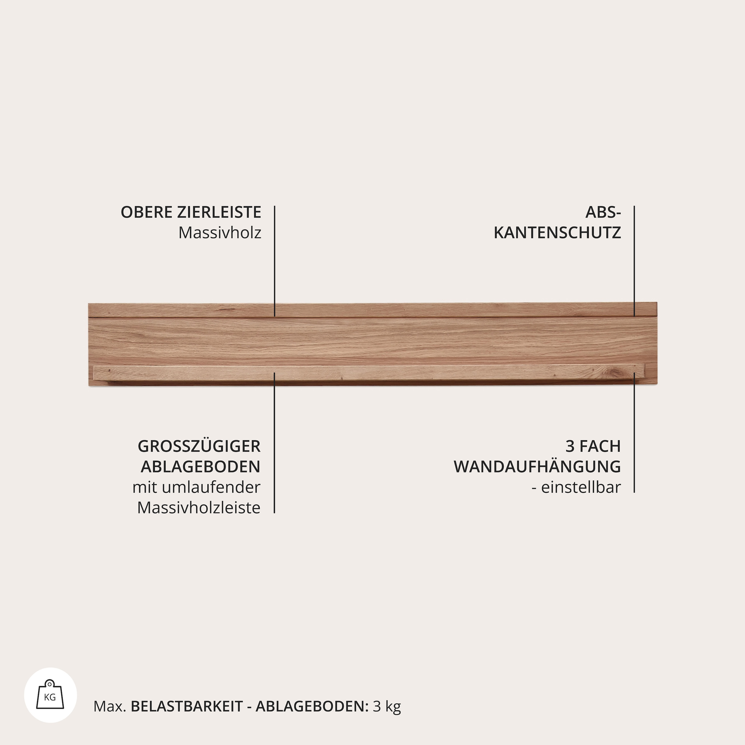 Wohnconcept Wohnwand »Donna Wohnwand, 290x207x50 (BxHxT) Echtkork Absetzung« 3 Stk. tlg.