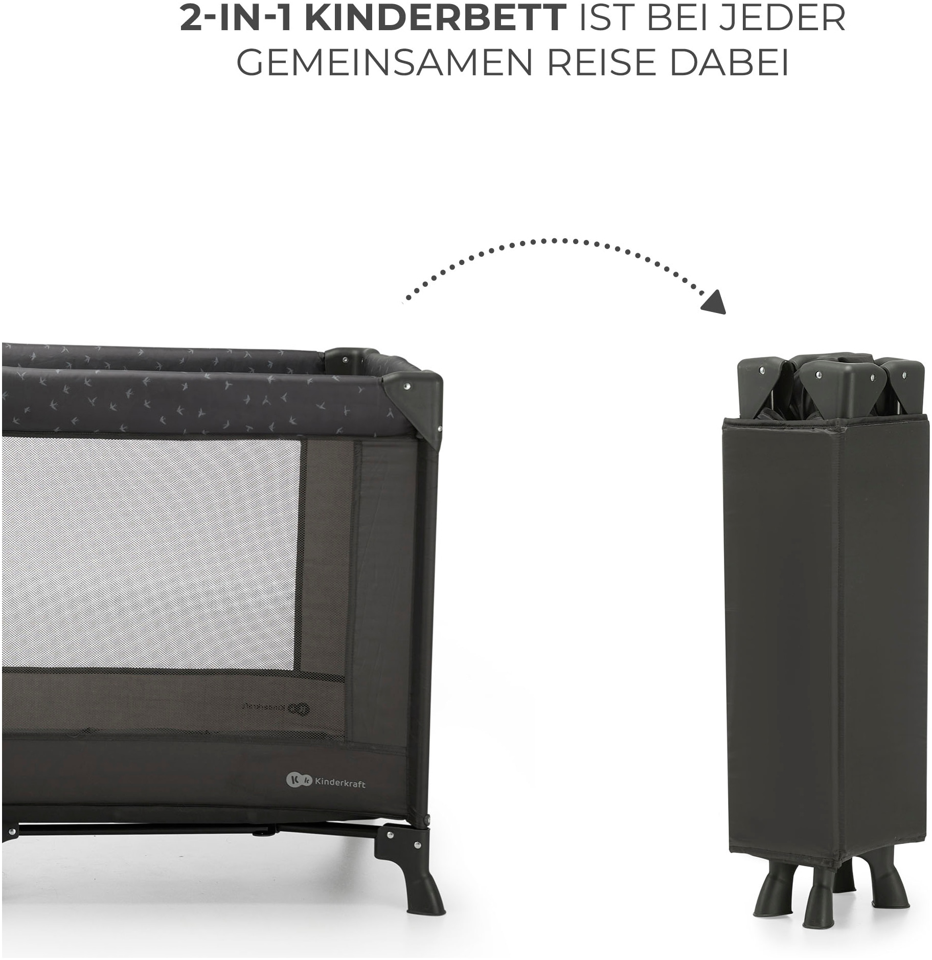 Kinderkraft Baby-Reisebett »2in1 JOY LIGHT, grau« mit Tragetasche