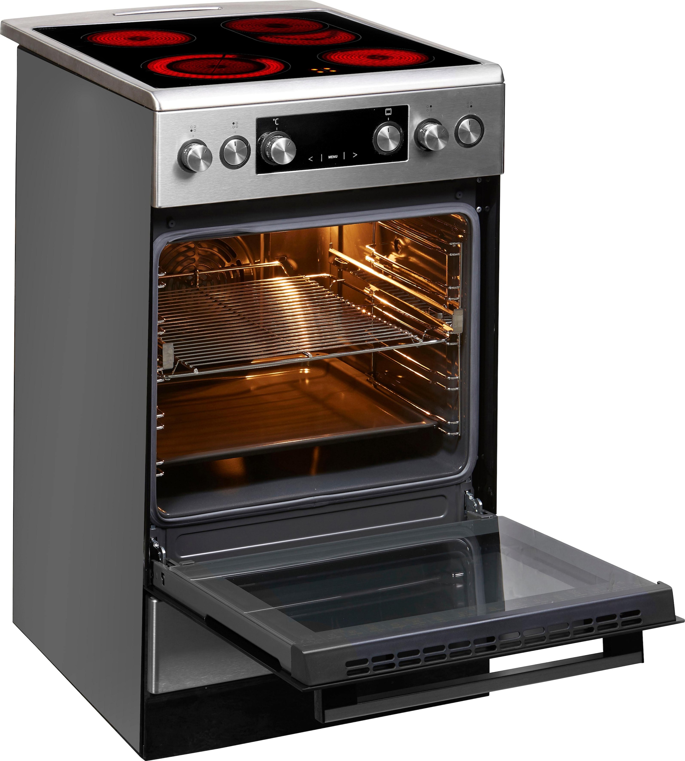 Amica Elektro-Standherd »SHC 904 100 E«, mit 2-fach-Teleskopauszug, Steam Clean, softClose
