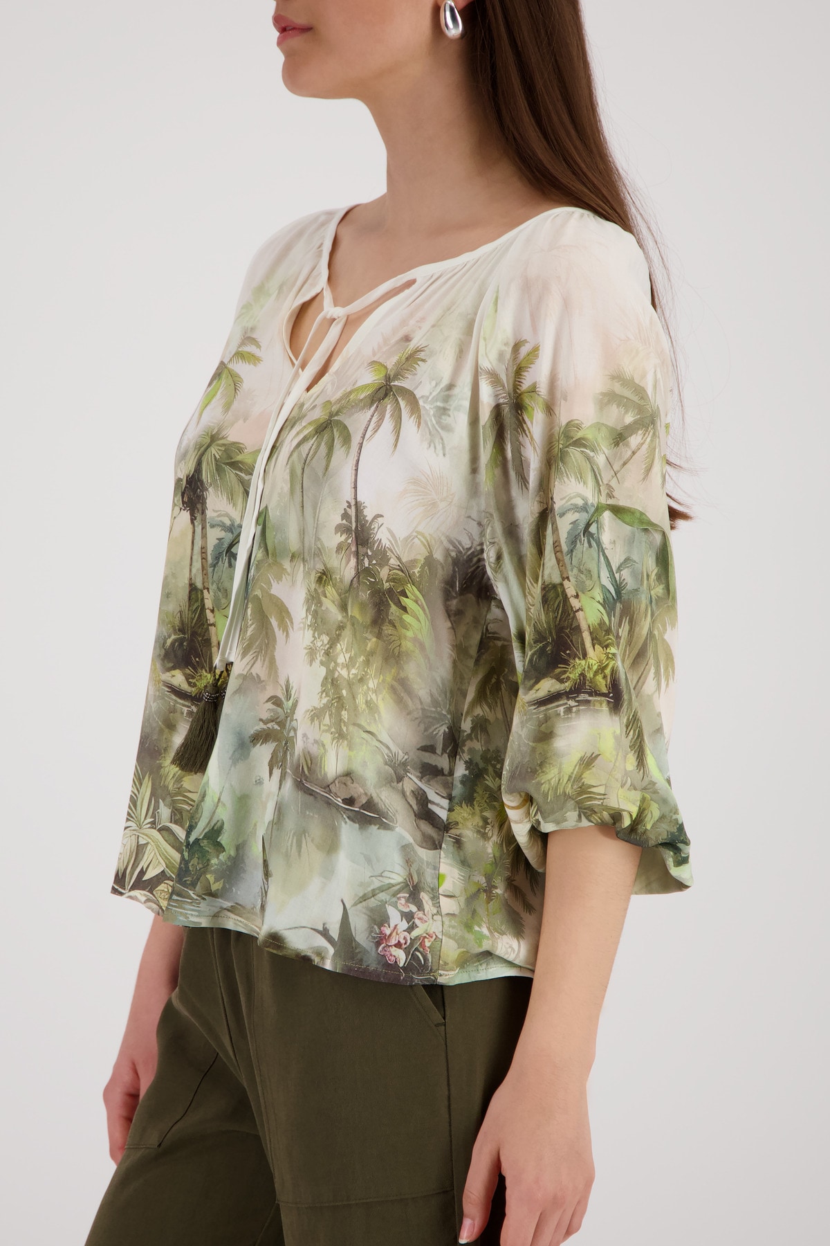 Monari Schlupfbluse »Bluse Tropical Allover« Regular fit mit tropischem Print