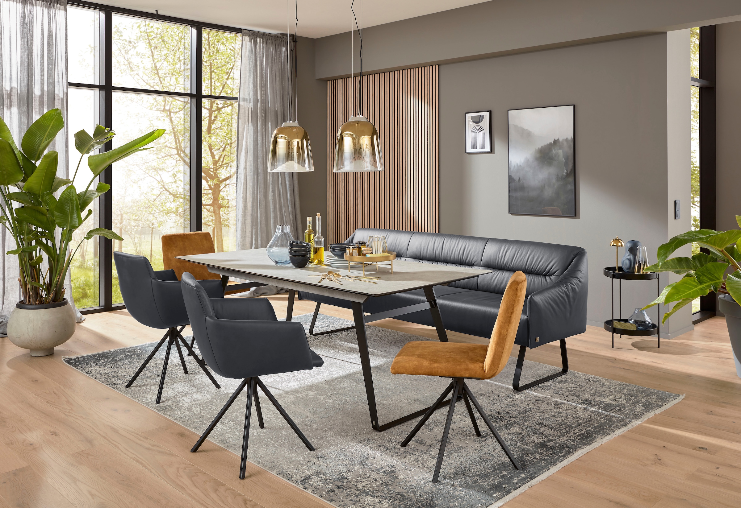 Musterring Essbank »JustB! SP500«, (1 St.), Metallkufe schwarz, verschiedene Farben, Breite 220 oder 250 cm