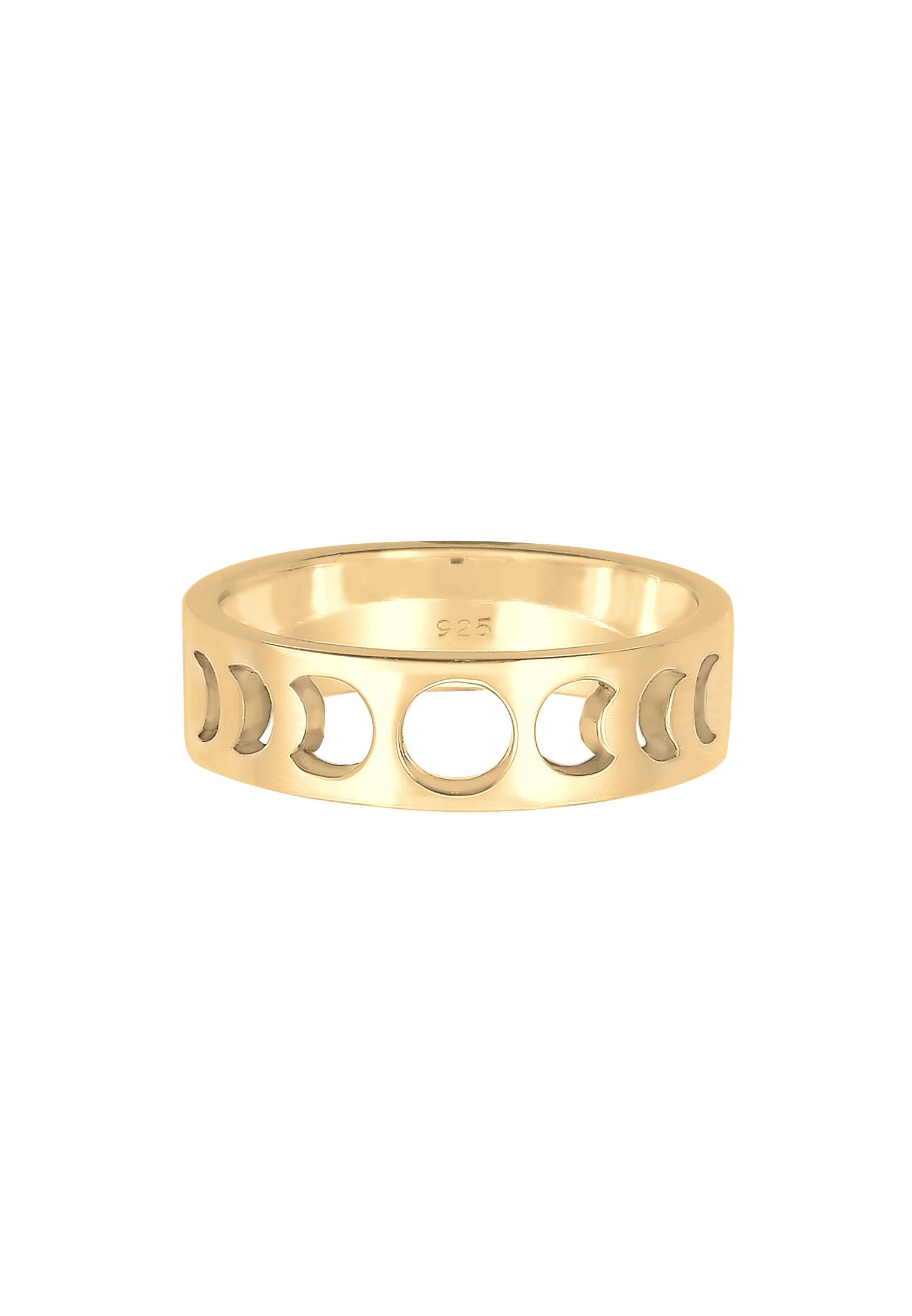 Elli Silberring »Ring Mond Halbmond Bandring Astro 925 Silber vergoldet«