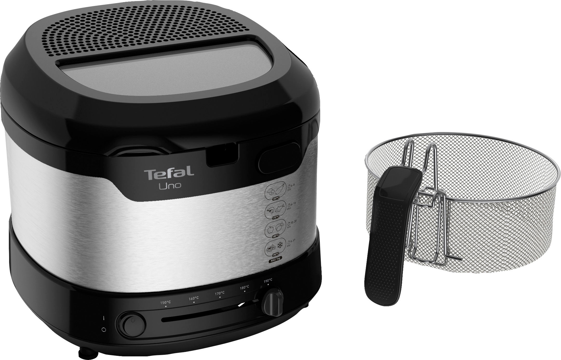 Tefal Fritteuse »UNO M Edelstahl FF215«, 1600 W, Kapazität 1kg, Einstellbares Thermostat, Sichtfenster, Abtropfposition